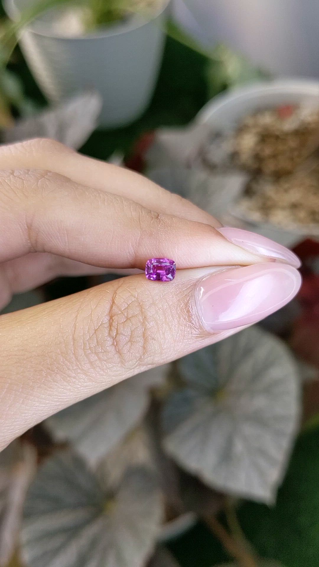 0.59 Ct. Pinkish Purple Sapphire from Ceylon (Sri Lanka) Size Video