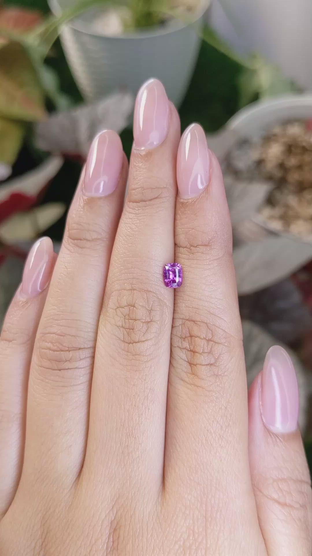0.59 Ct. Pinkish Purple Sapphire from Ceylon (Sri Lanka) Size Video