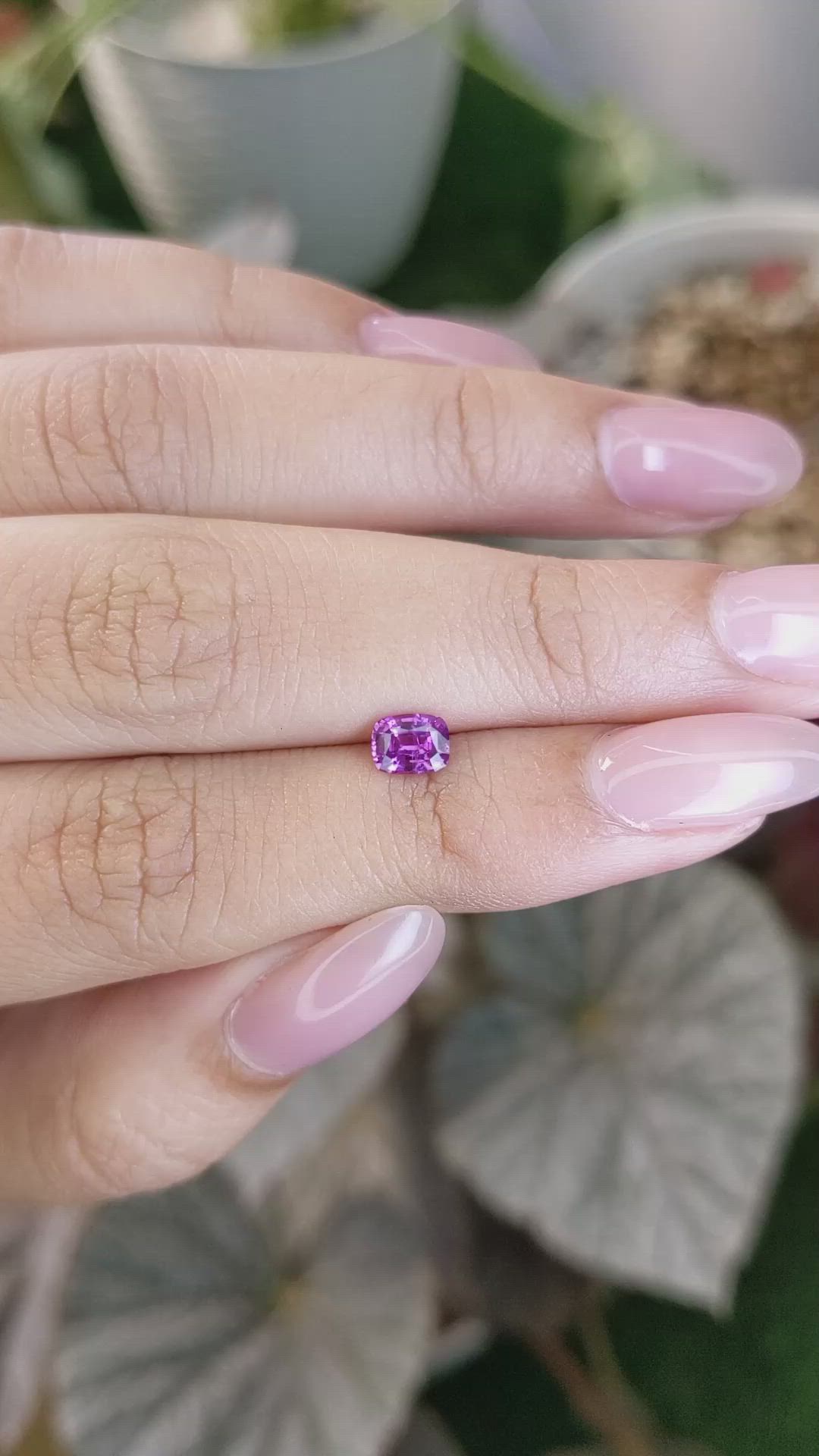 0.59 Ct. Pinkish Purple Sapphire from Ceylon (Sri Lanka) Size Video
