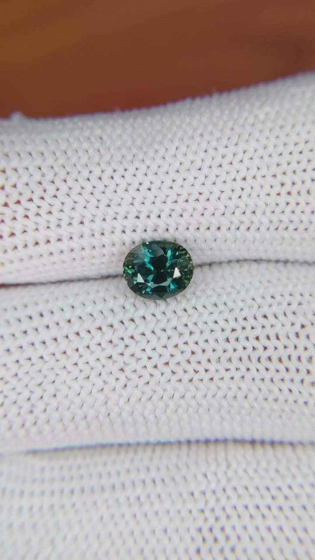 1.25 Ct. Bluish Green Sapphire from Madagascar Size Video