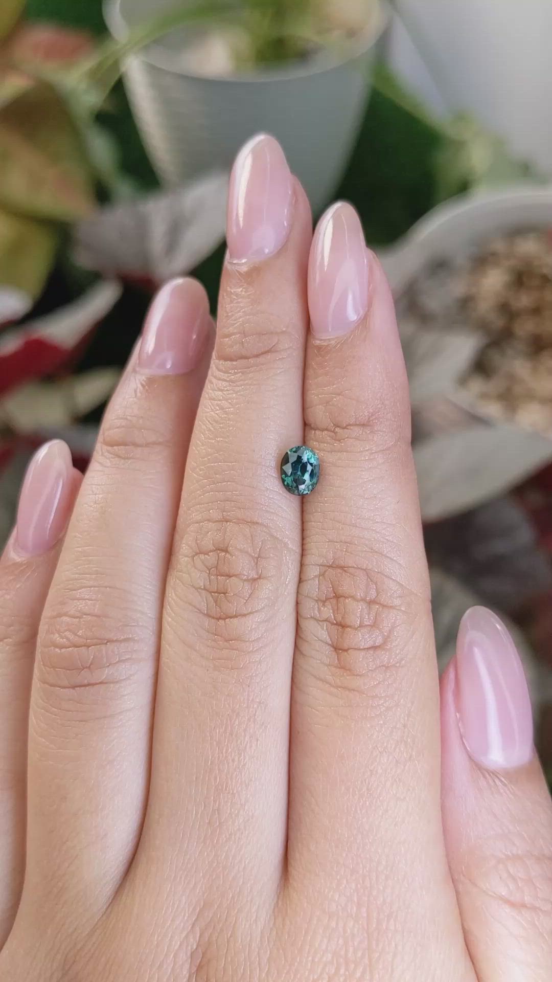 0.83 Ct. Bluish Green Sapphire from Madagascar Size Video