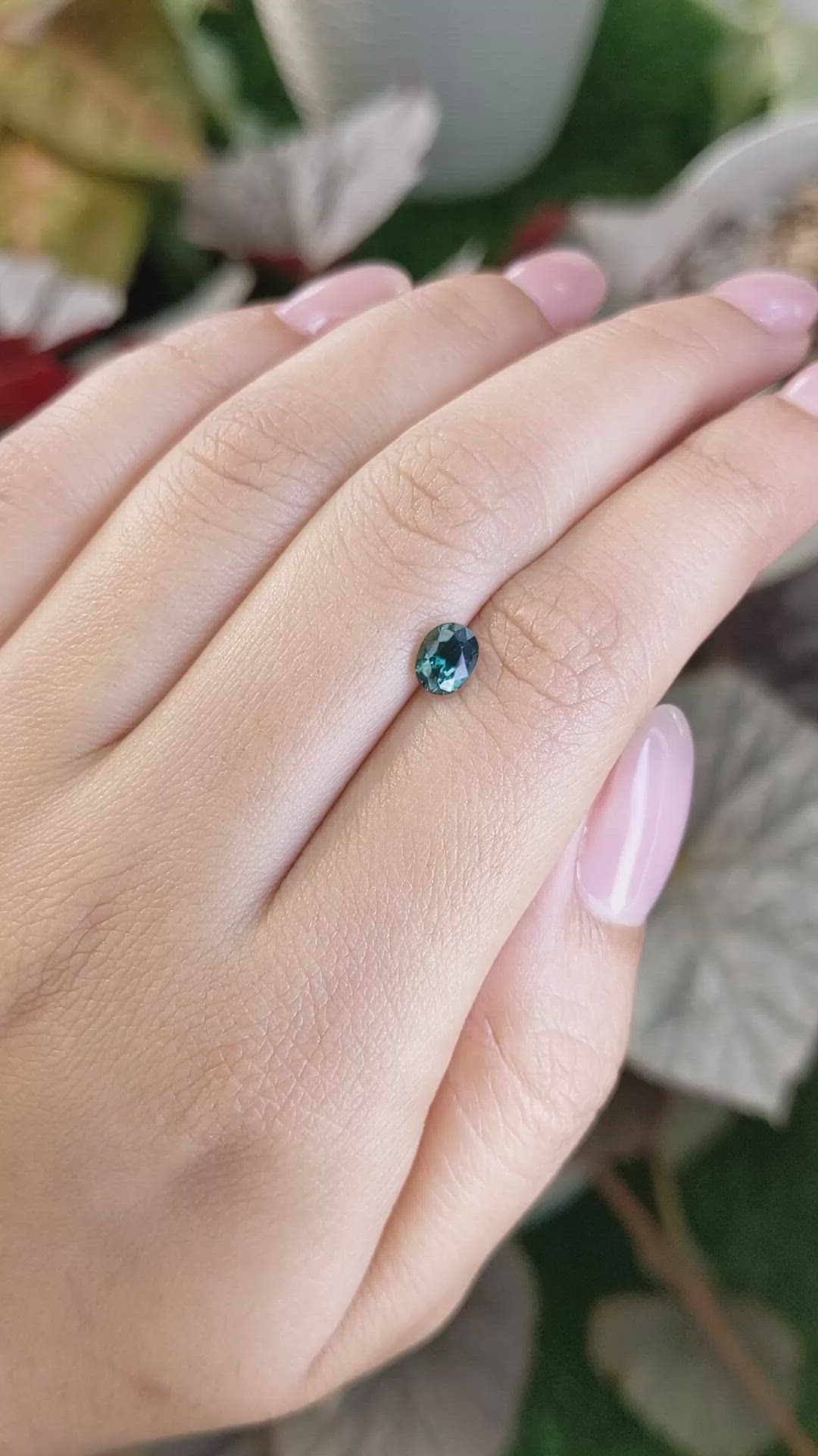 0.83 Ct. Bluish Green Sapphire from Madagascar Size Video