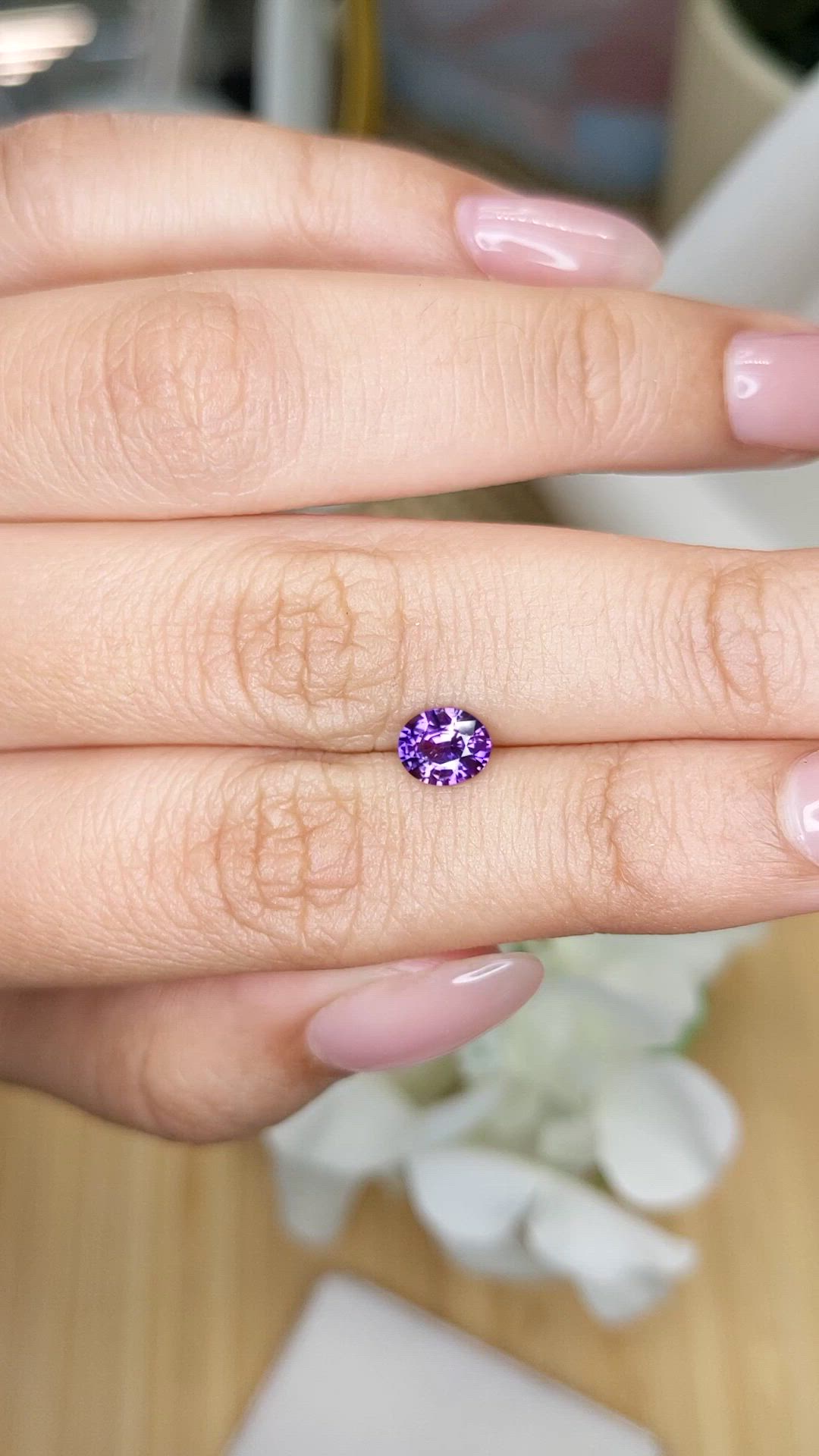 0.82 Ct. Pinkish Purple Sapphire from Ceylon (Sri Lanka) Size Video