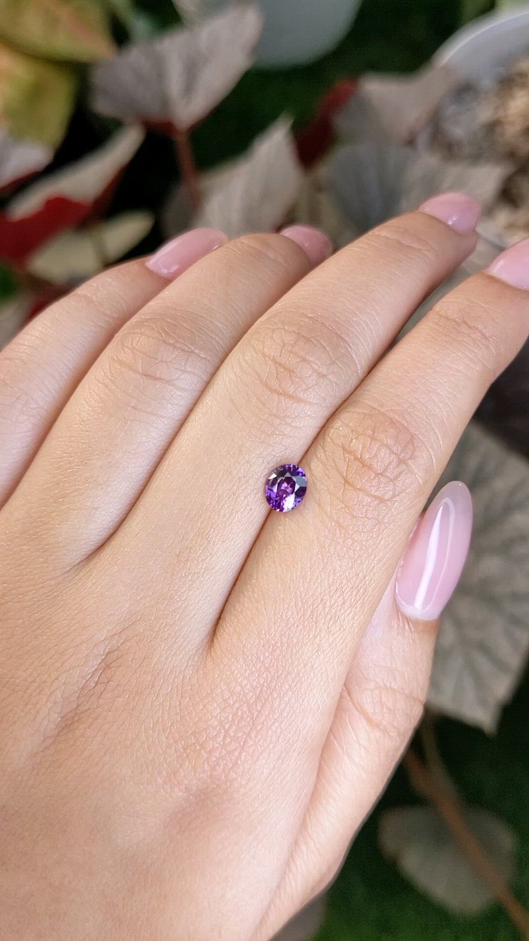 0.82 Ct. Pinkish Purple Sapphire from Ceylon (Sri Lanka) Size Video
