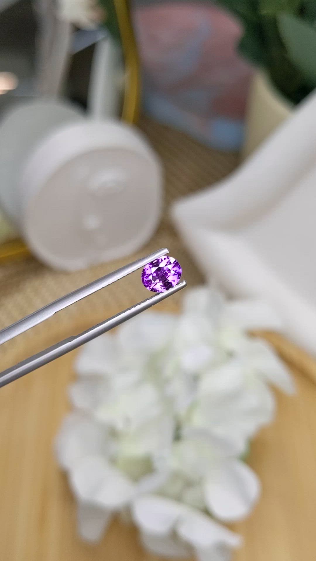 0.82 Ct. Pinkish Purple Sapphire from Ceylon (Sri Lanka) Size Video
