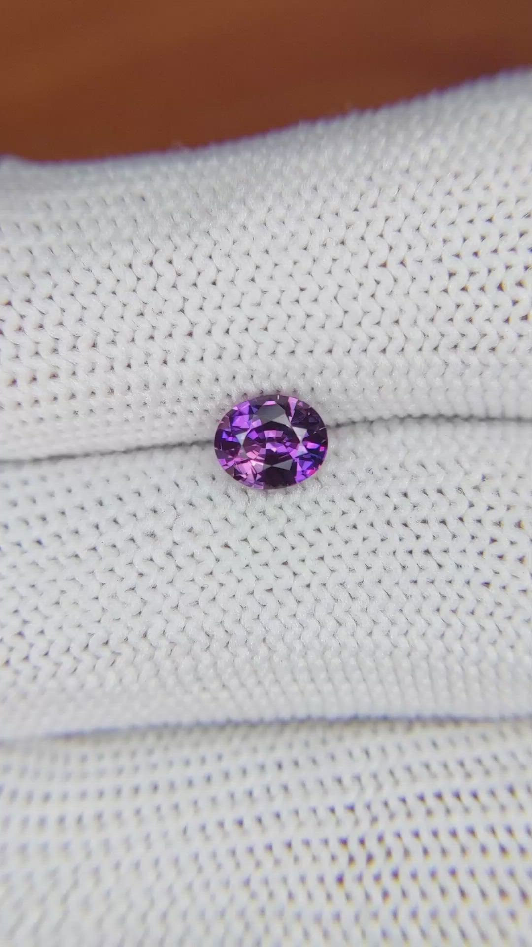 0.82 Ct. Pinkish Purple Sapphire from Ceylon (Sri Lanka) Size Video