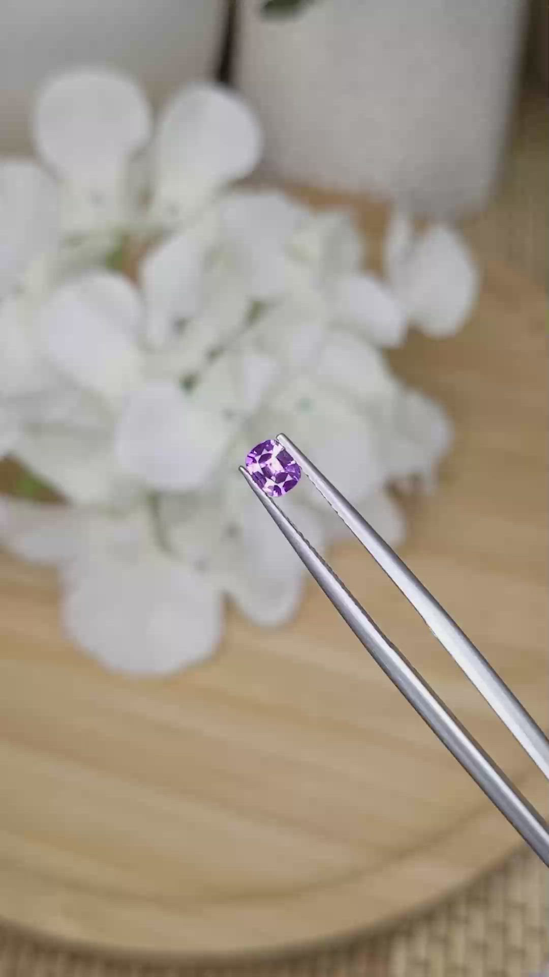 0.38 Ct. Pinkish Purple Sapphire from Ceylon (Sri Lanka) Size Video