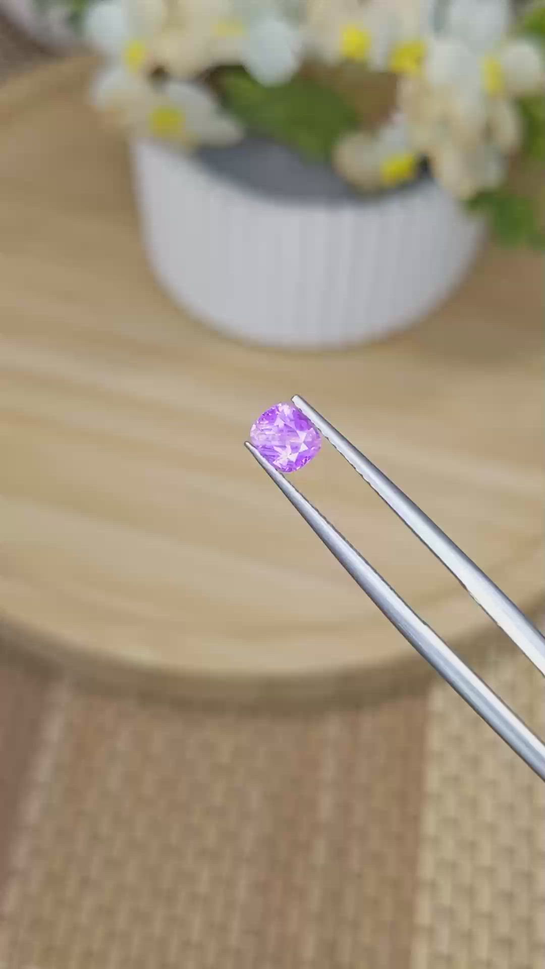 0.72 Ct. Pinkish Purple Sapphire from Ceylon (Sri Lanka) Size Video