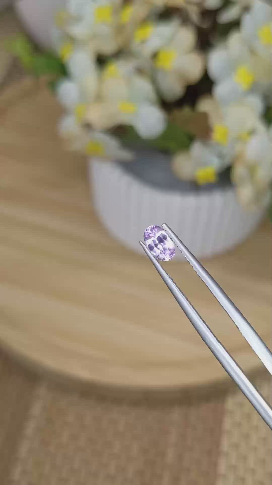 0.57 Ct. Pinkish Purple Sapphire from Ceylon (Sri Lanka) Size Video