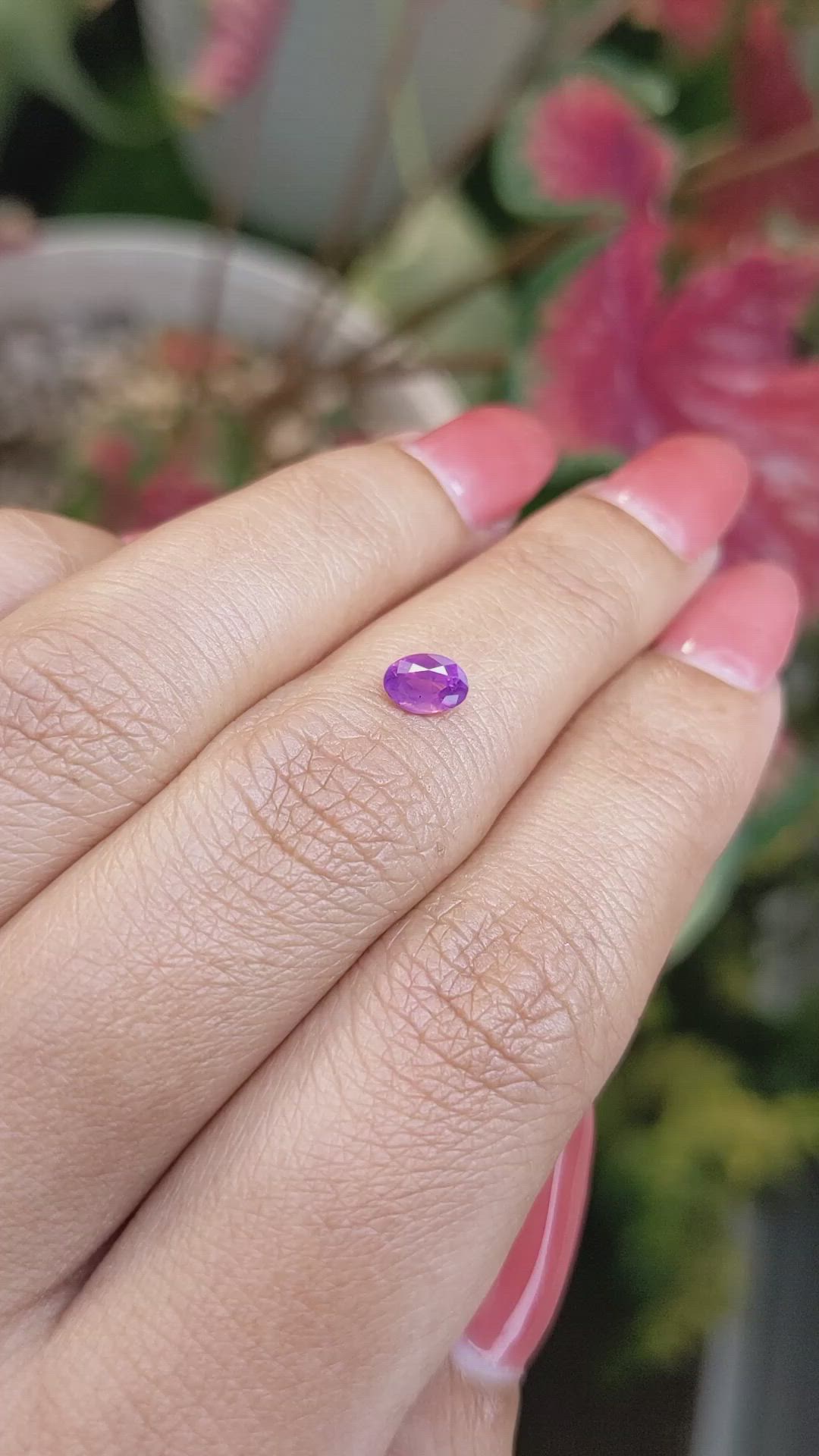 0.52 Ct. Pinkish Purple Sapphire from Ceylon (Sri Lanka) Size Video