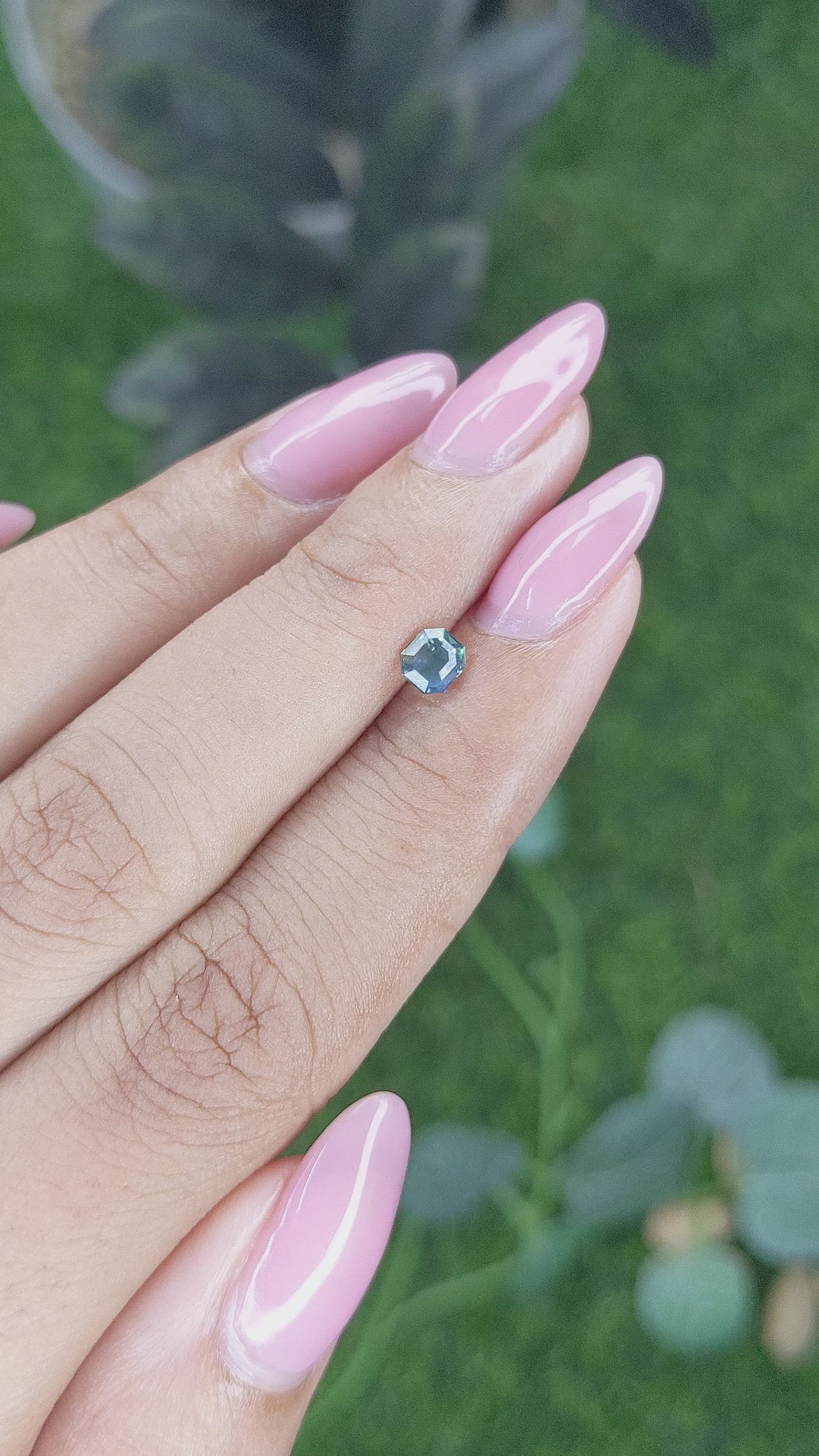 0.51 Ct. Bluish Green Sapphire from Madagascar Size Video