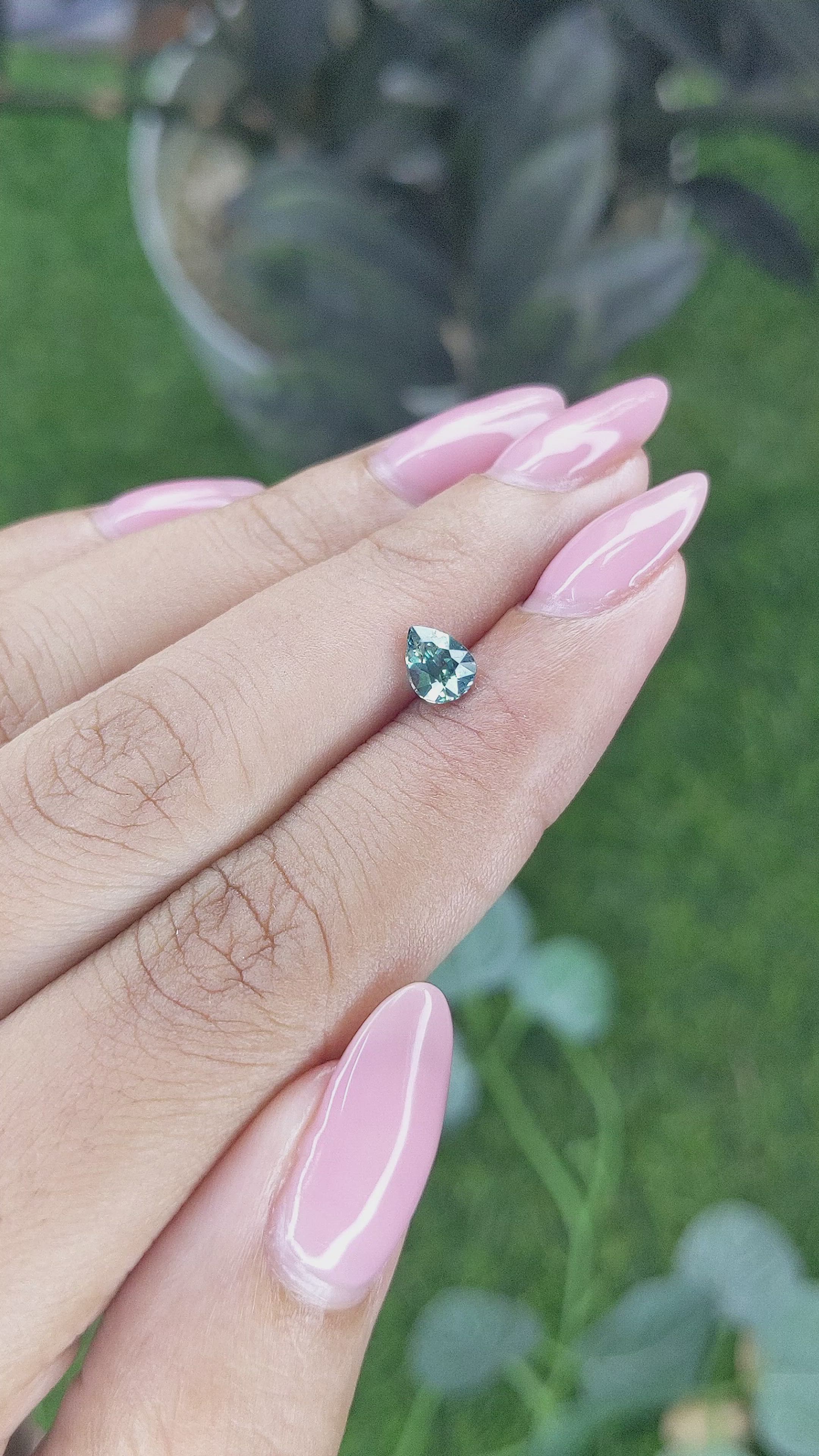 0.71 Ct. Bluish Green Sapphire from Madagascar Size Video