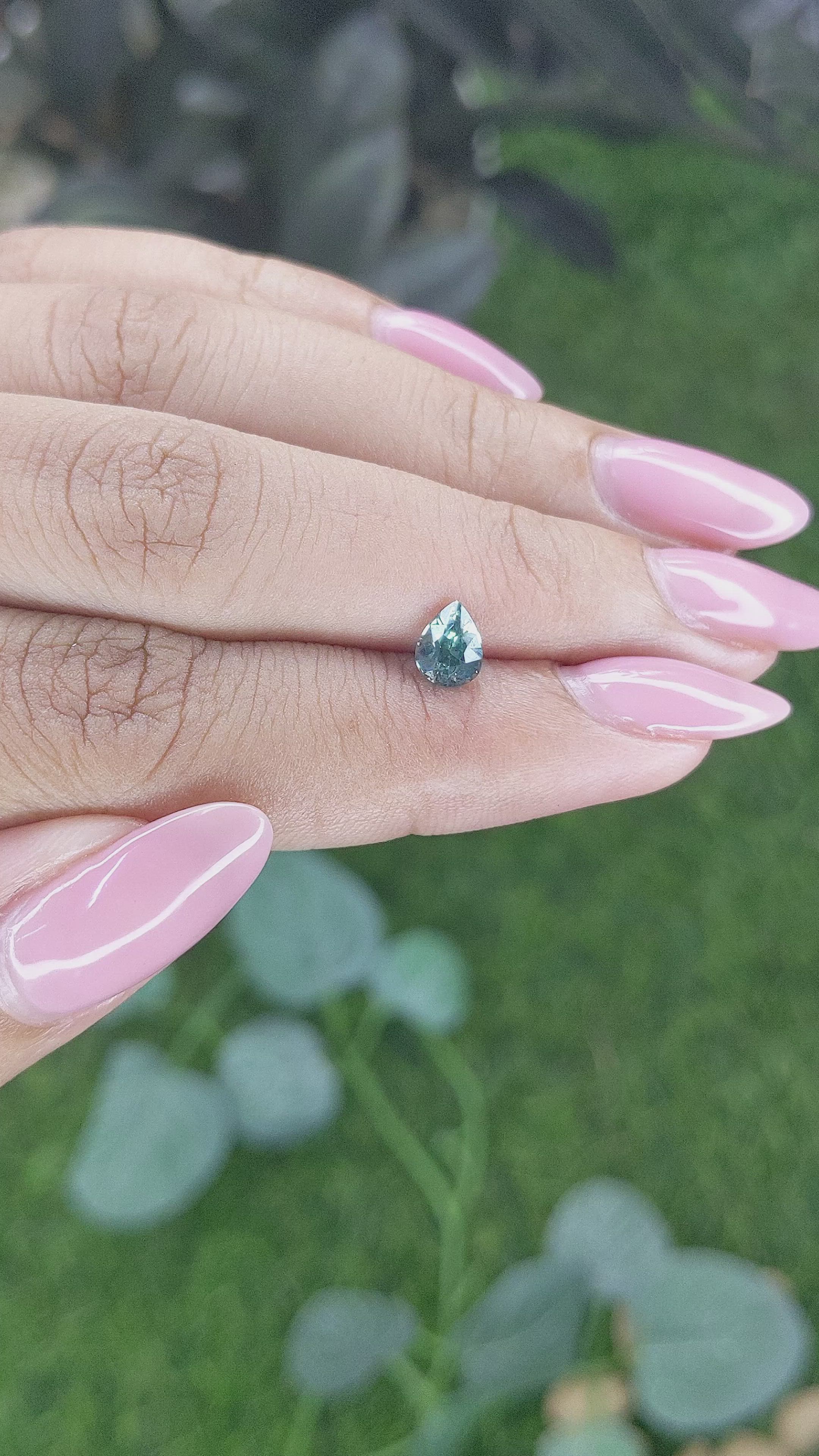 0.71 Ct. Bluish Green Sapphire from Madagascar Size Video
