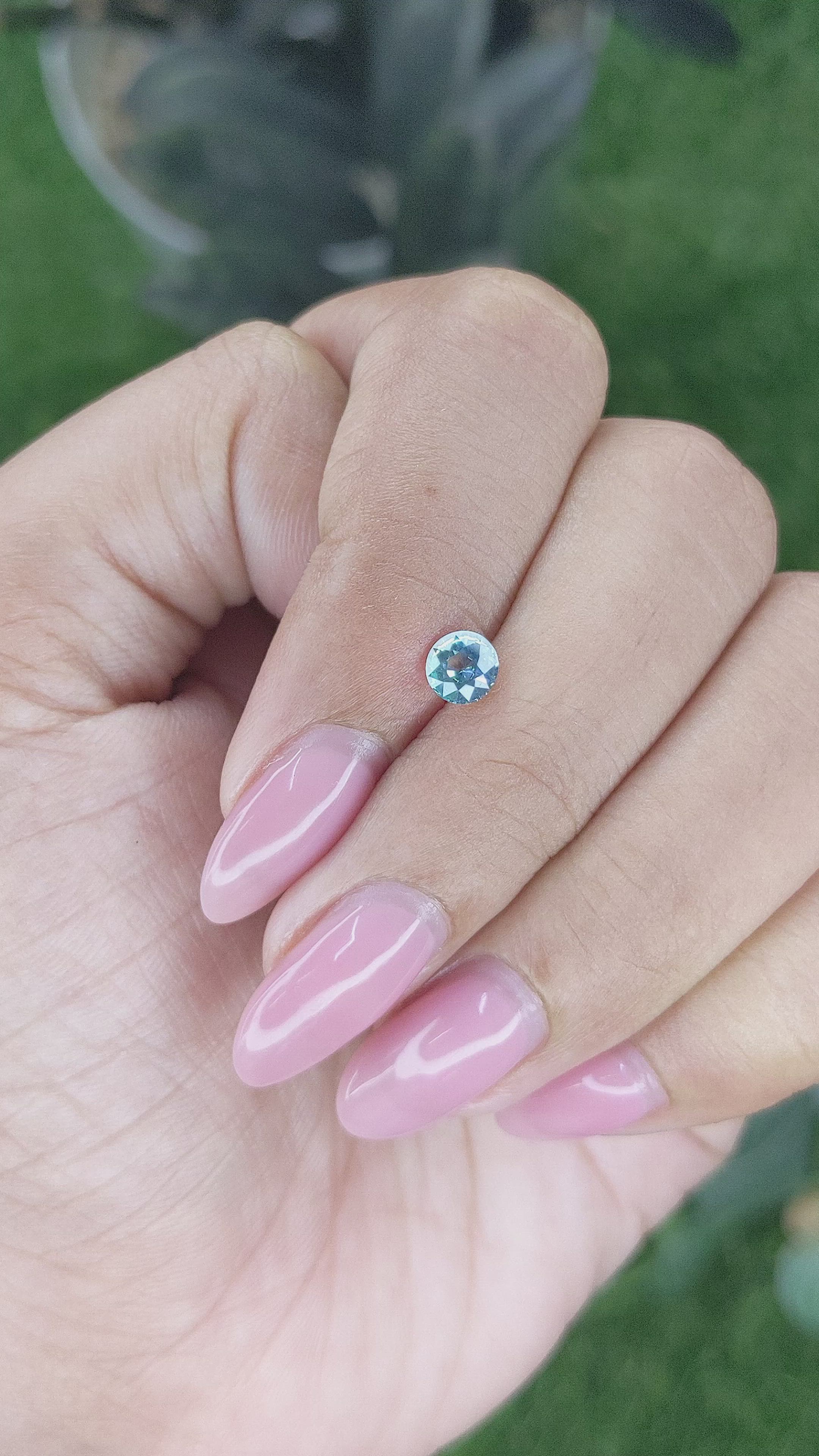 0.56 Ct. Greenish Blue Sapphire from Madagascar Size Video
