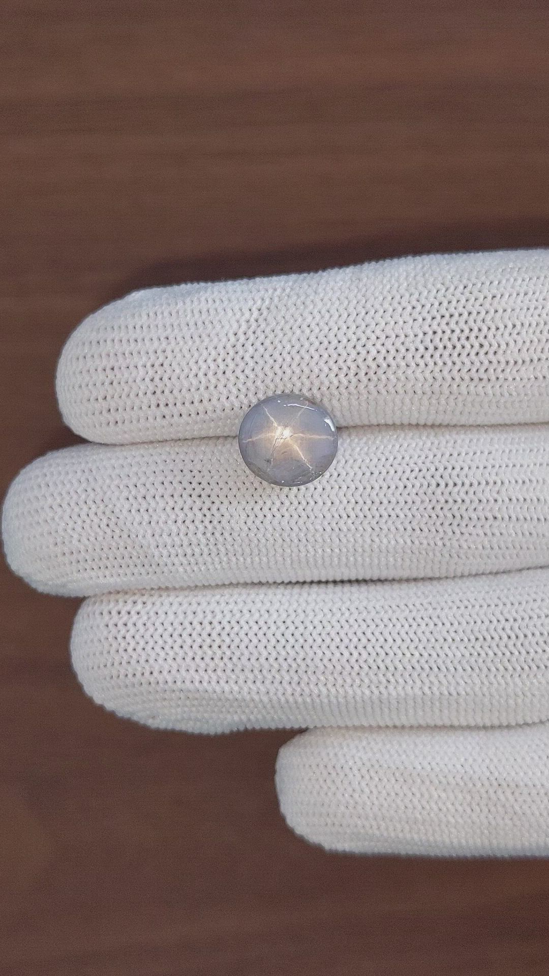 7.88 Ct. Bluish Grey Star Sapphire from Ceylon (Sri Lanka) Size Video