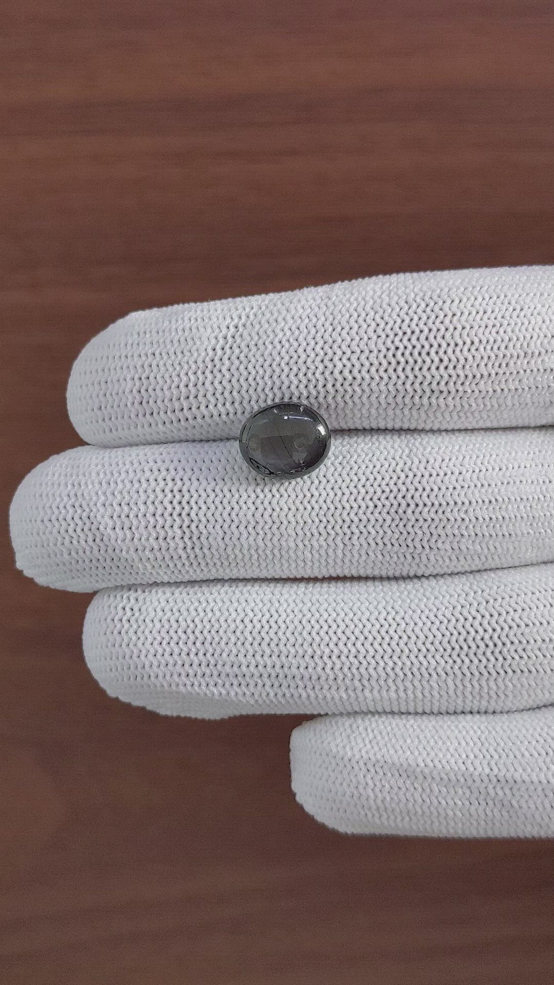 6.11 Ct. Black Star Sapphire from Ceylon (Sri Lanka) Size Video
