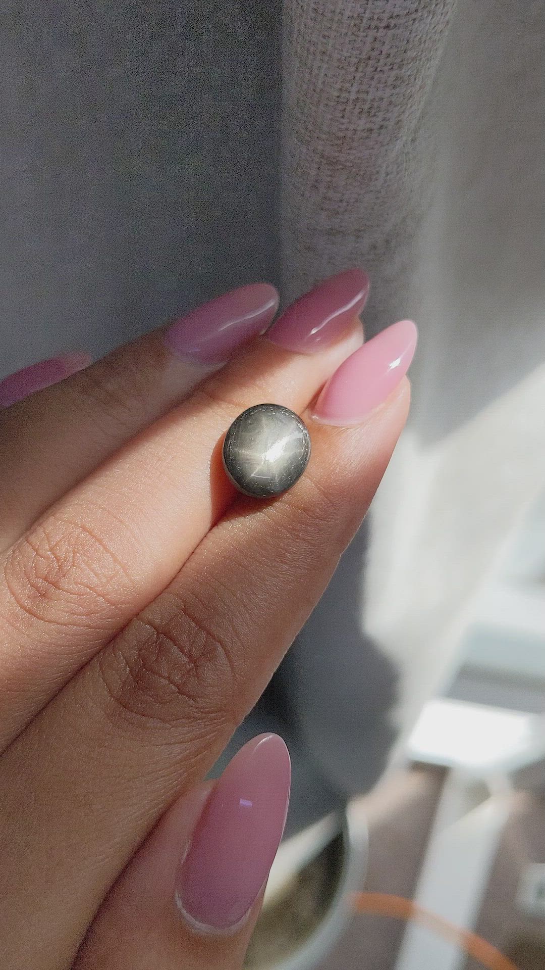 6.73 Ct. Black Star Sapphire from Ceylon (Sri Lanka) Size Video