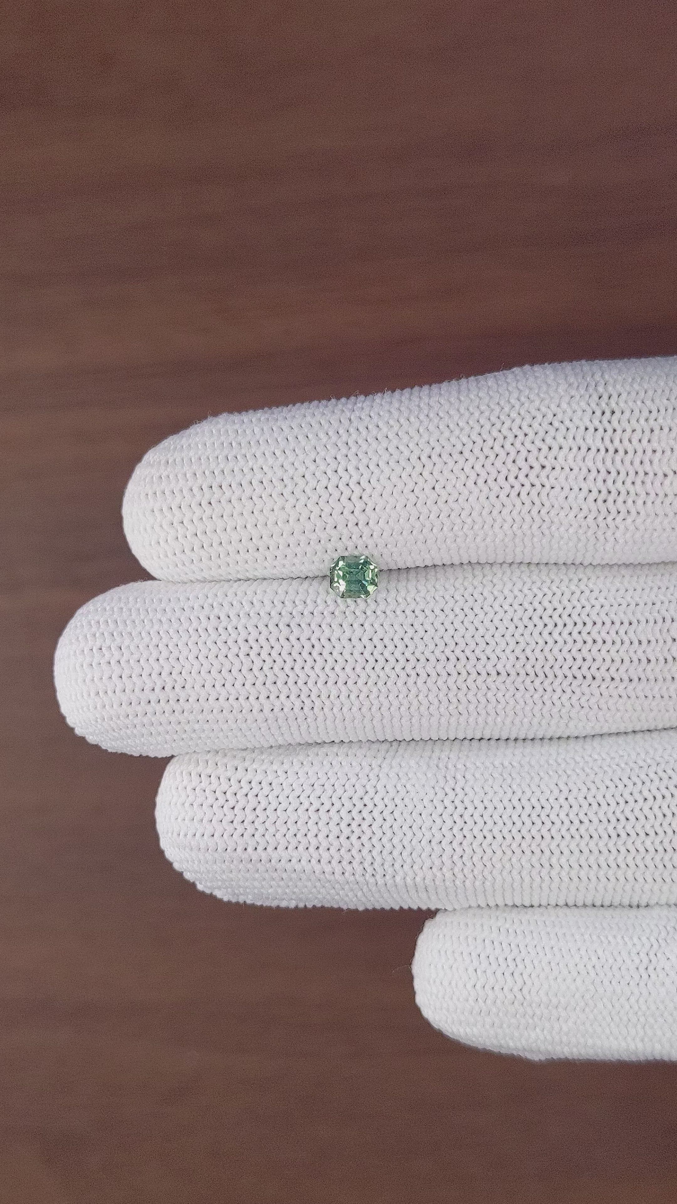 0.53 Ct. Bluish Green Sapphire from Madagascar Size Video