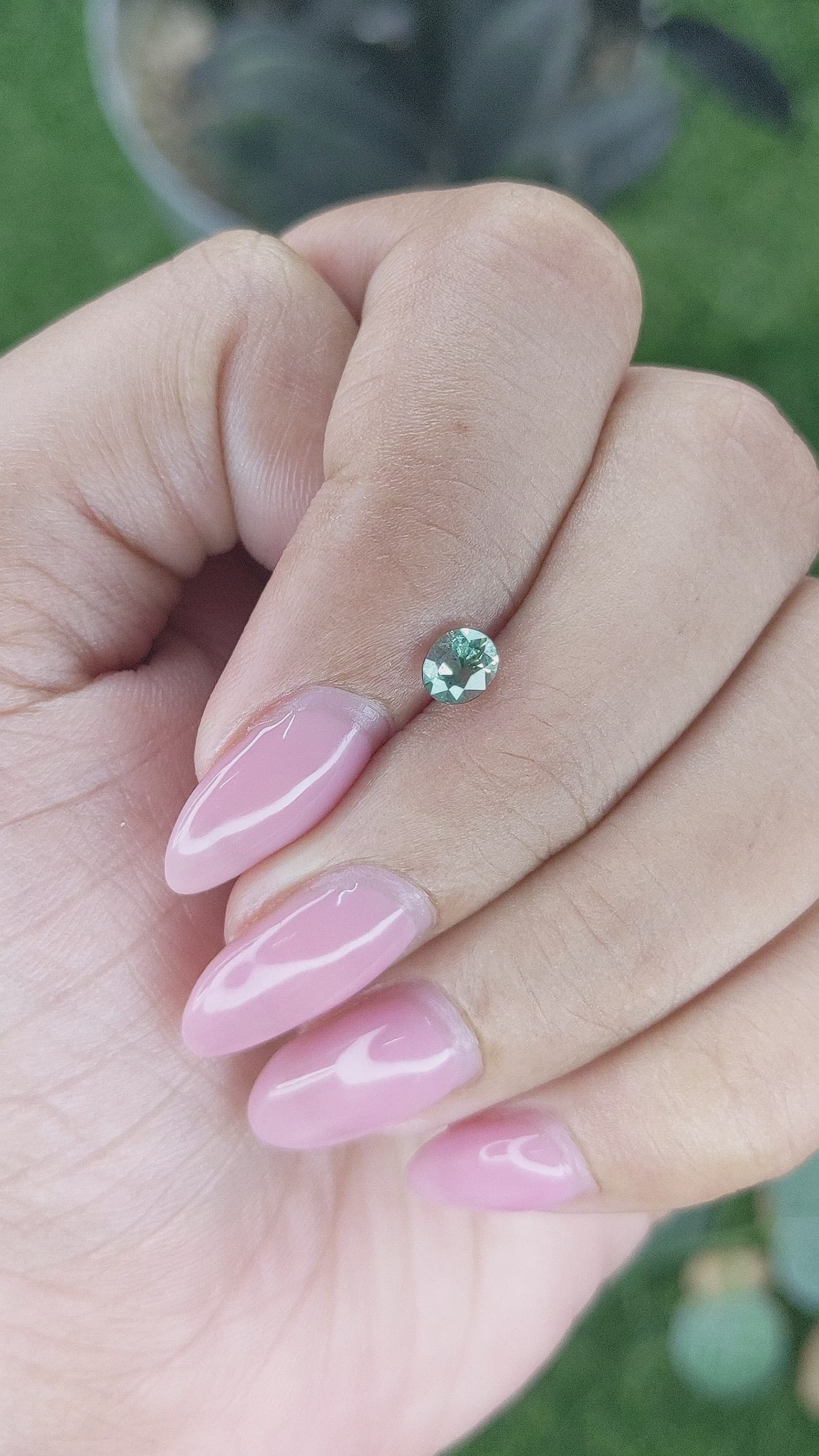 0.55 Ct. Bluish Green Sapphire from Madagascar Size Video