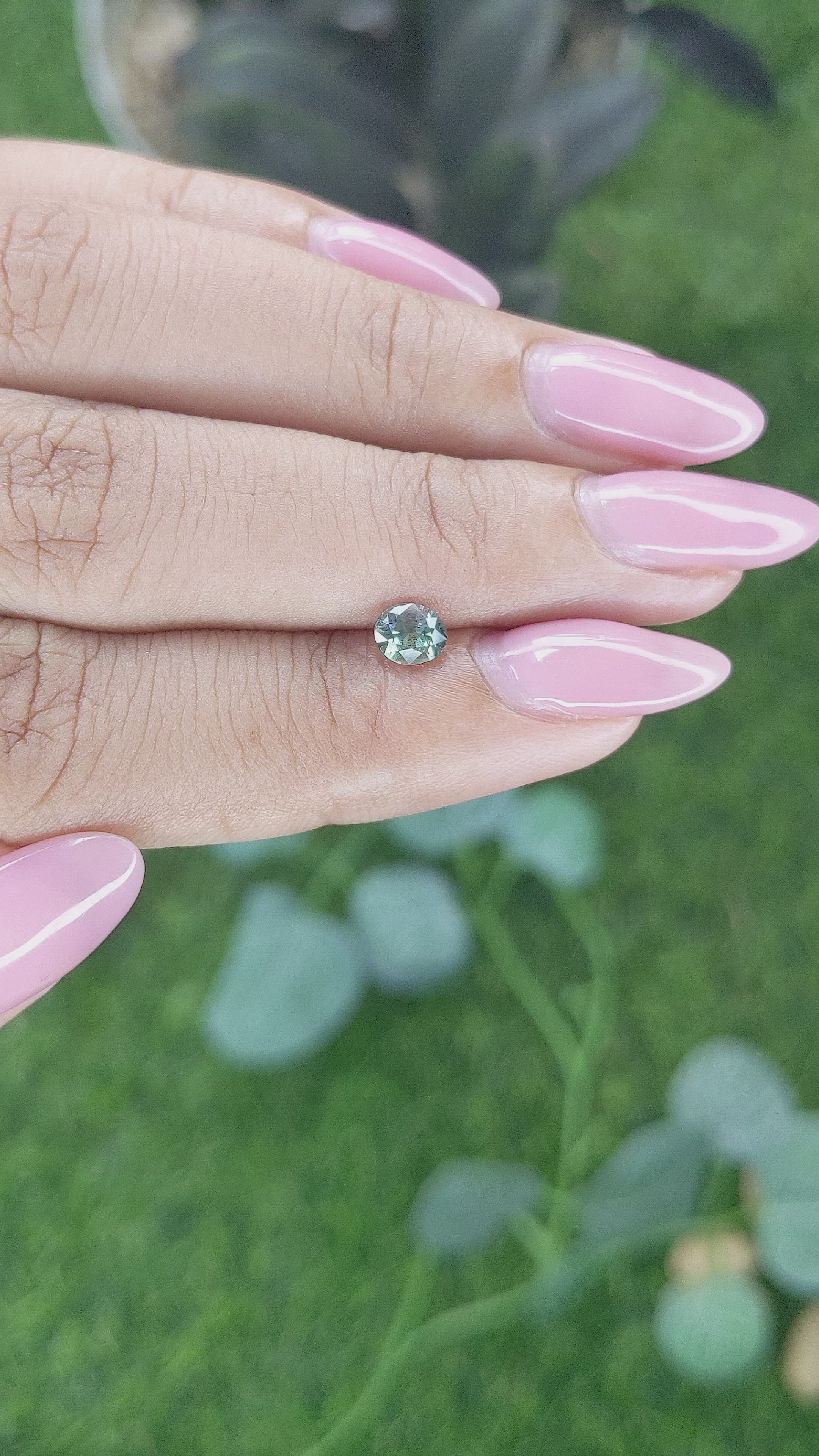 0.55 Ct. Bluish Green Sapphire from Madagascar Size Video