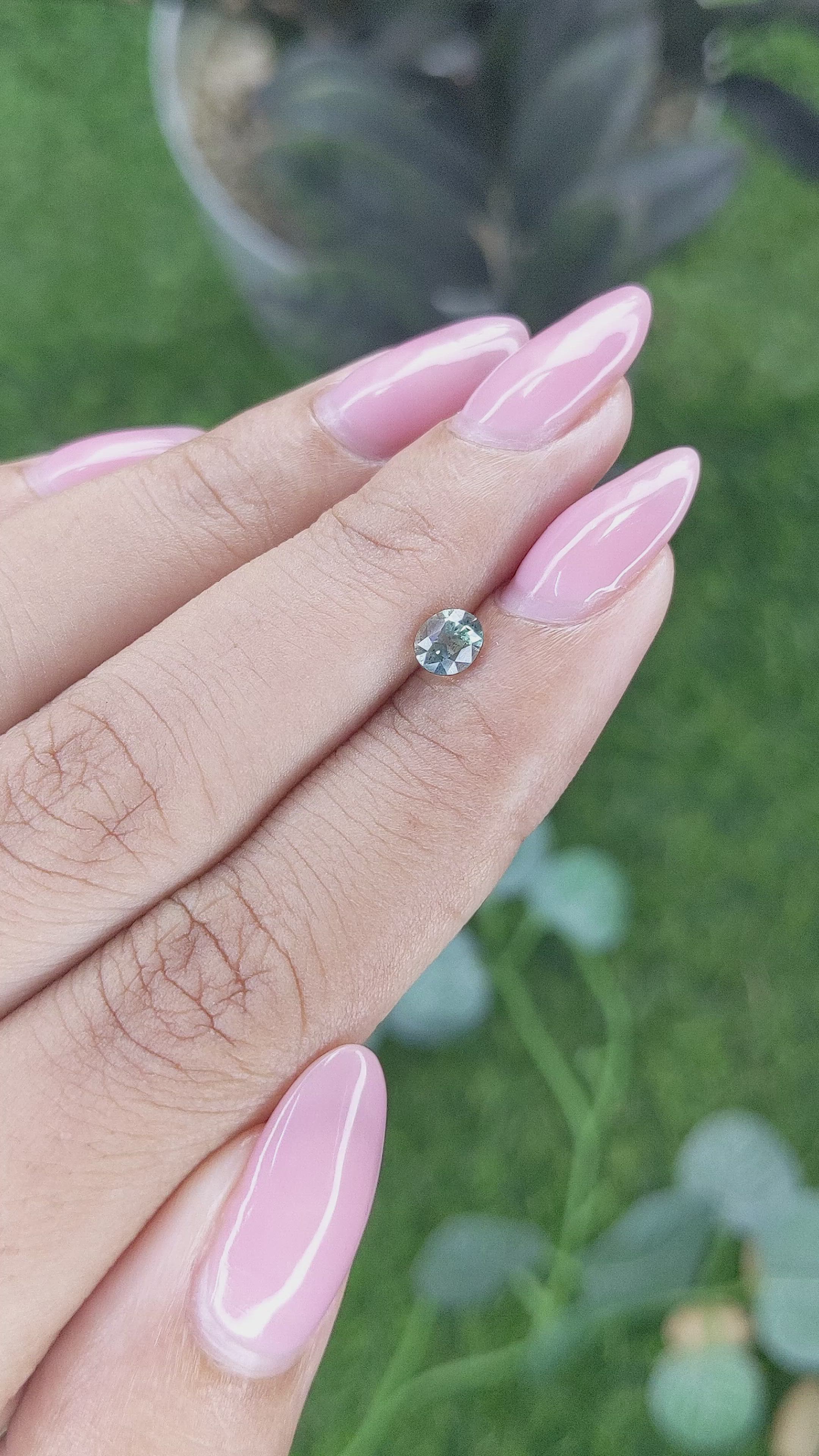 0.55 Ct. Bluish Green Sapphire from Madagascar Size Video