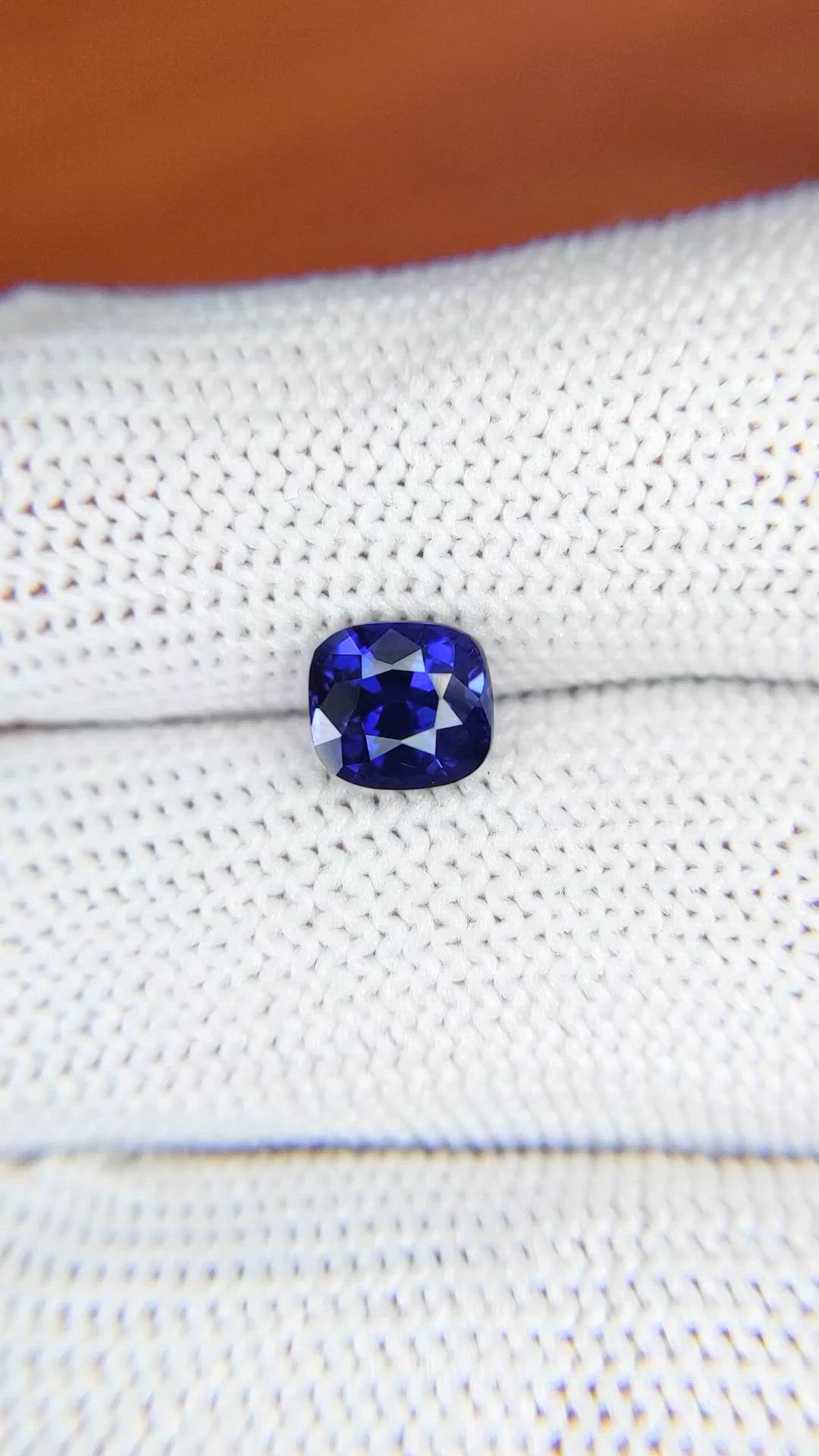 1.60 Ct. Purplish Blue Sapphire from Ceylon (Sri Lanka) Size Video
