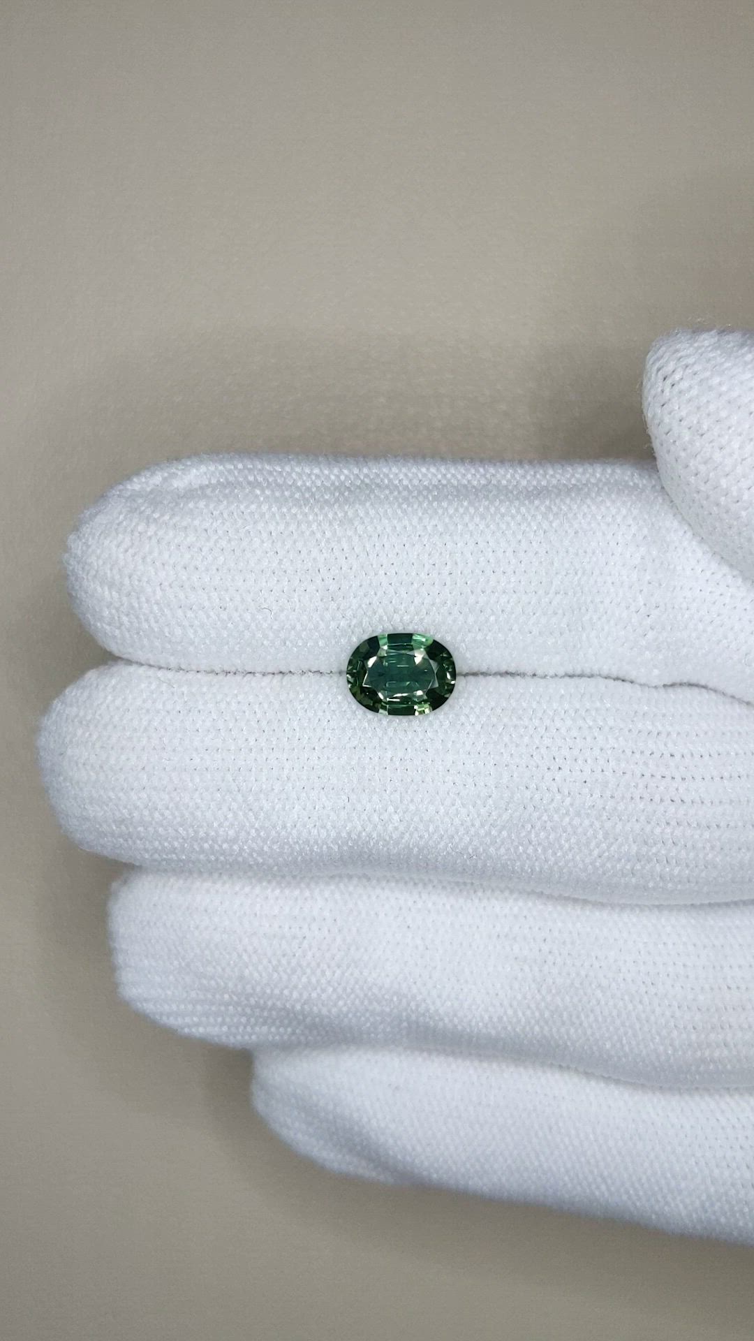 1.33 Ct. Bluish Green Sapphire from Madagascar Size Video