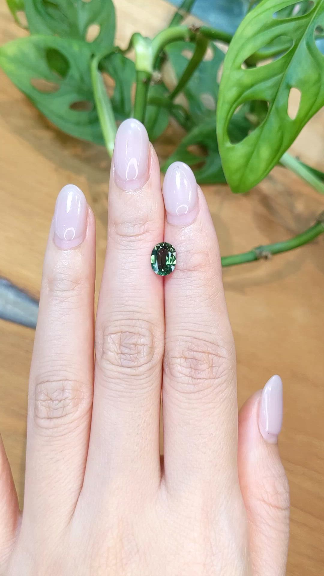 1.33 Ct. Bluish Green Sapphire from Madagascar Size Video