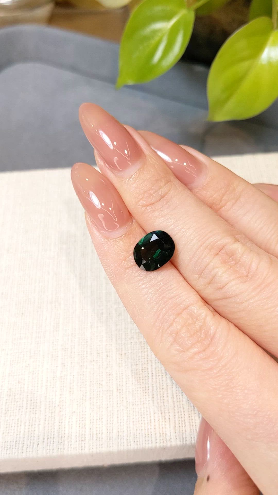 3.28 Ct. Bluish Green Sapphire from Madagascar Size Video