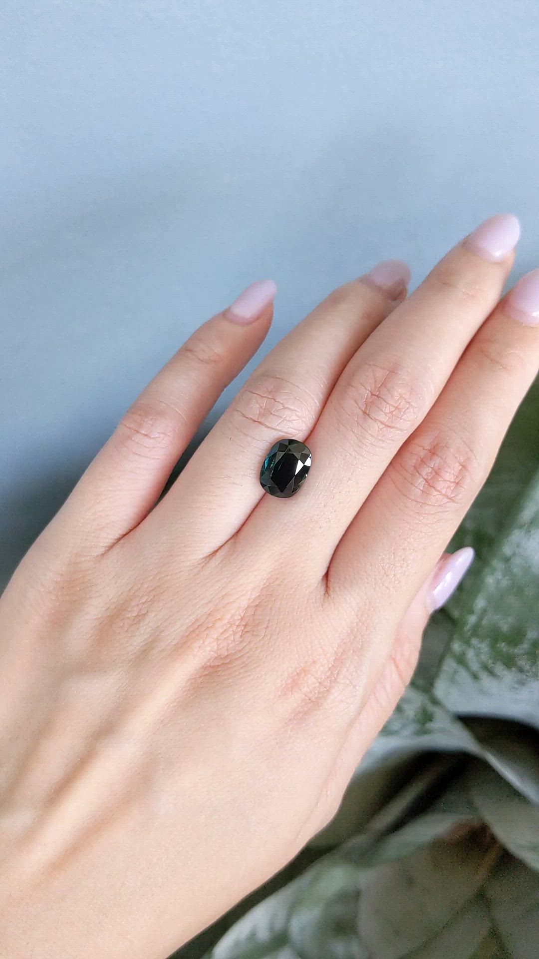 3.42 Ct. Bluish Green Sapphire from Madagascar Size Video