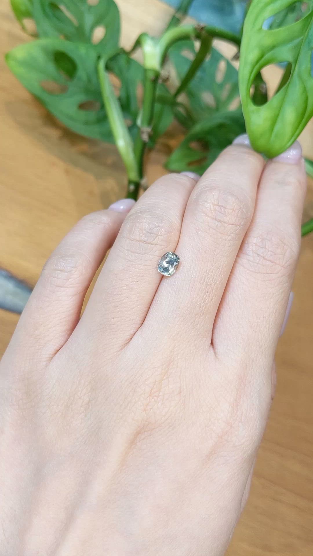 0.94 Ct. Green Sapphire from Montana Size Video
