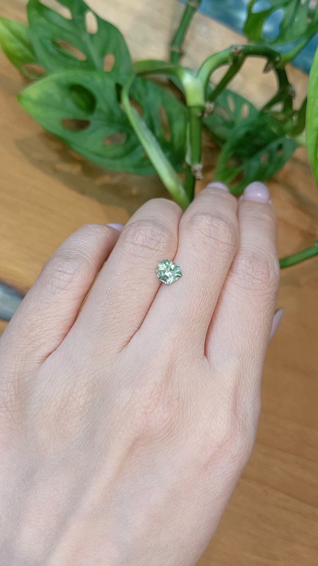 1.07 Ct. Bluish Green Sapphire from Montana Size Video
