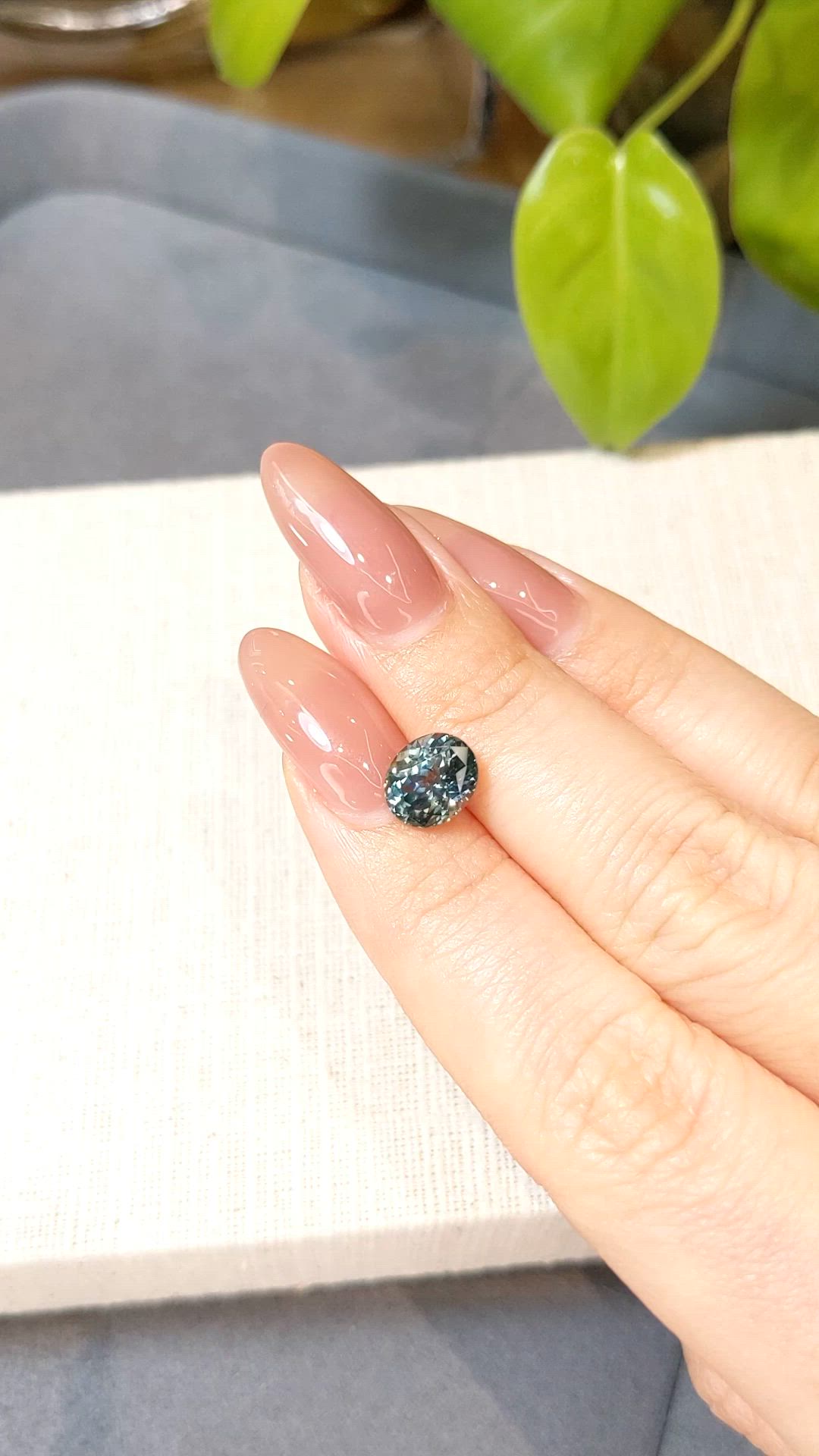 2.55 Ct. Greenish Blue Sapphire from Montana Size Video