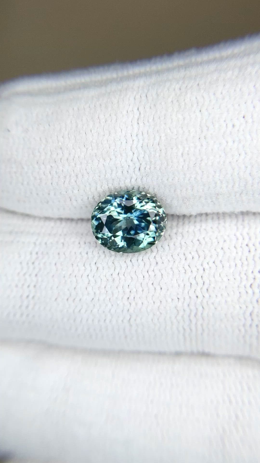 2.55 Ct. Greenish Blue Sapphire from Montana Size Video