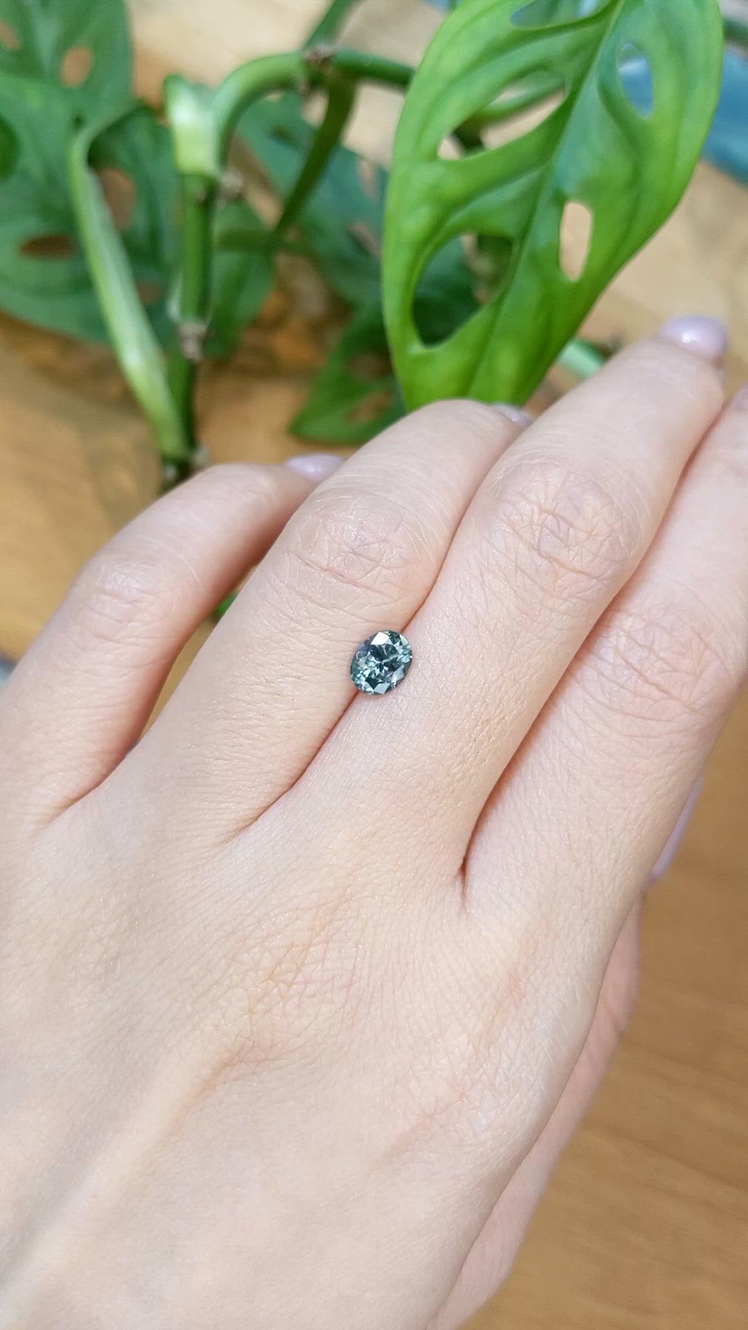 0.80 Ct. Bluish Green Sapphire from Montana Size Video