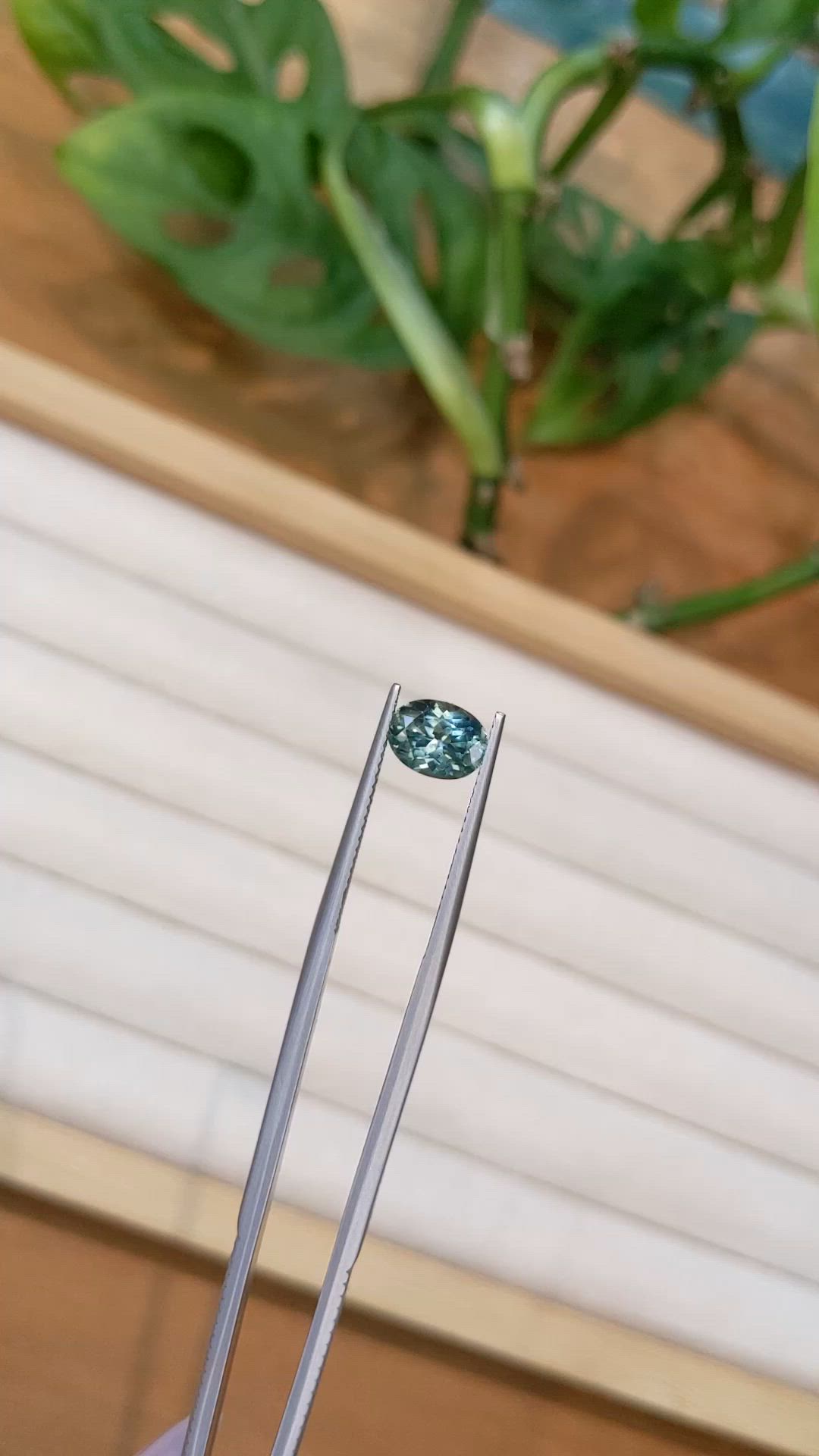 1.65 Ct. Bluish Green Sapphire from Montana Size Video