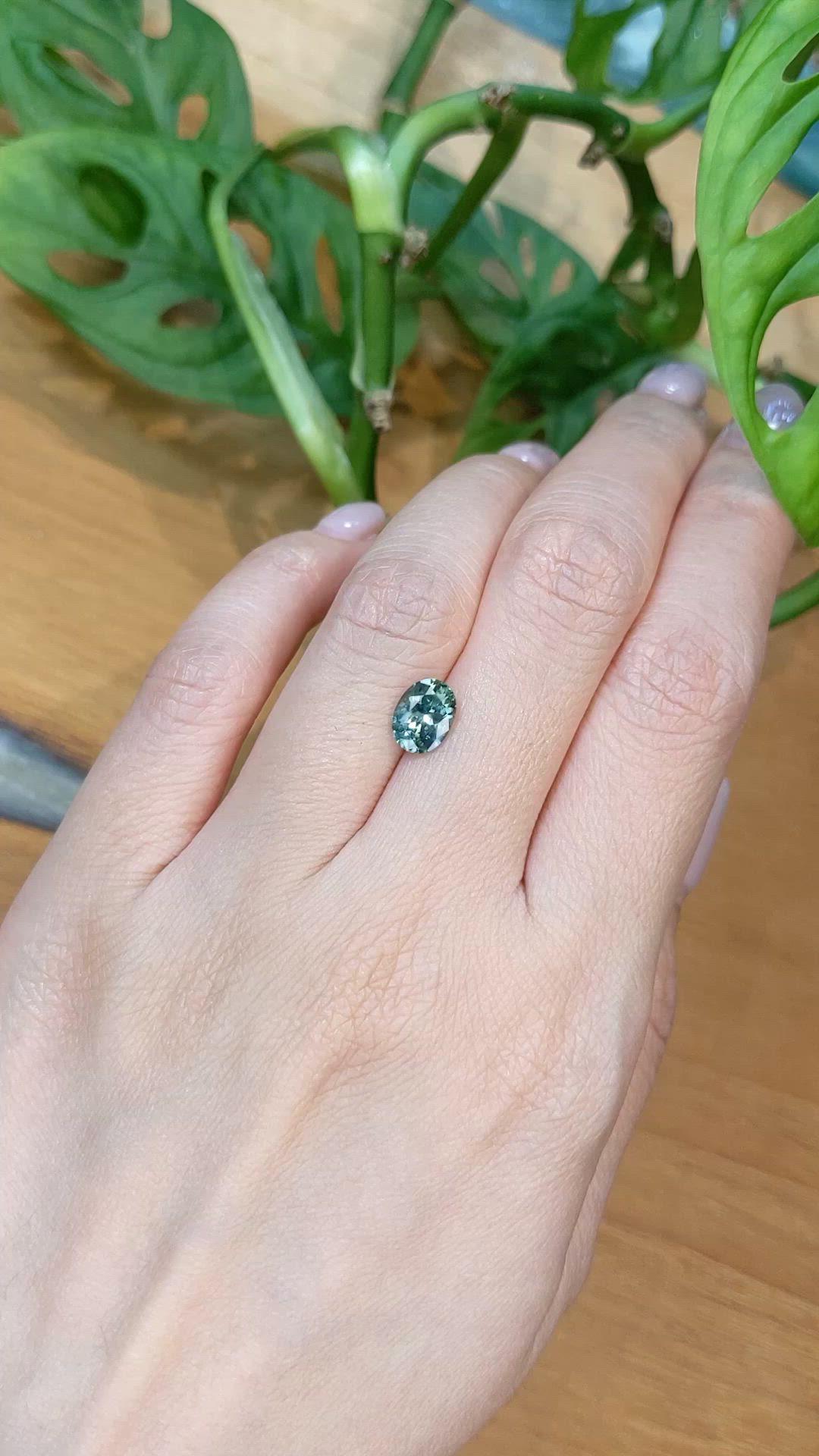 1.65 Ct. Bluish Green Sapphire from Montana Size Video