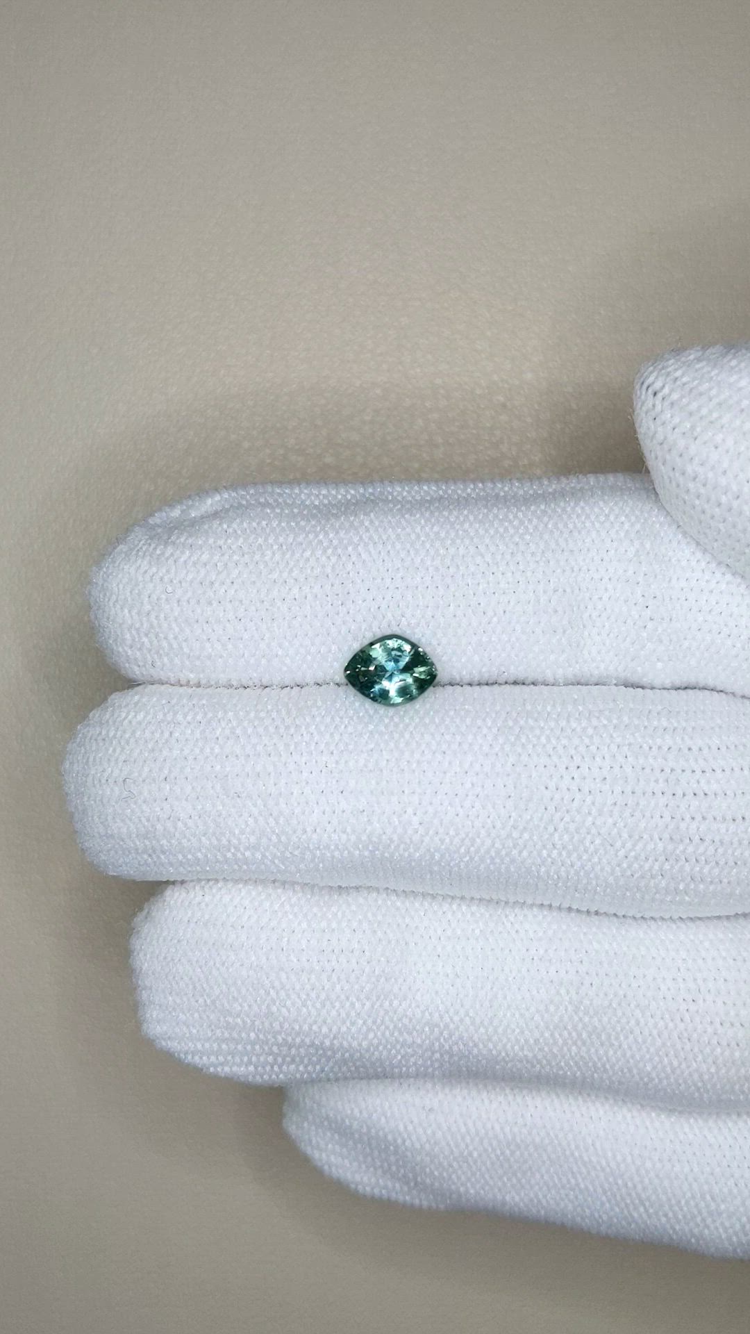 0.97 Ct. Bluish Green Sapphire from Montana Size Video