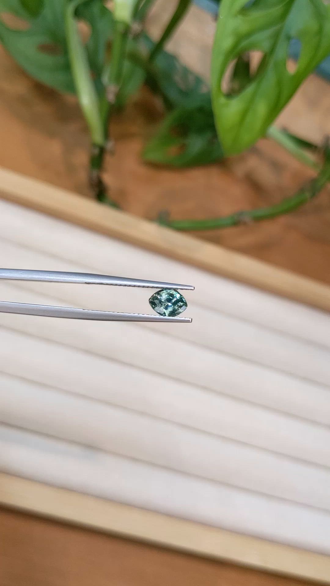 0.97 Ct. Bluish Green Sapphire from Montana Size Video