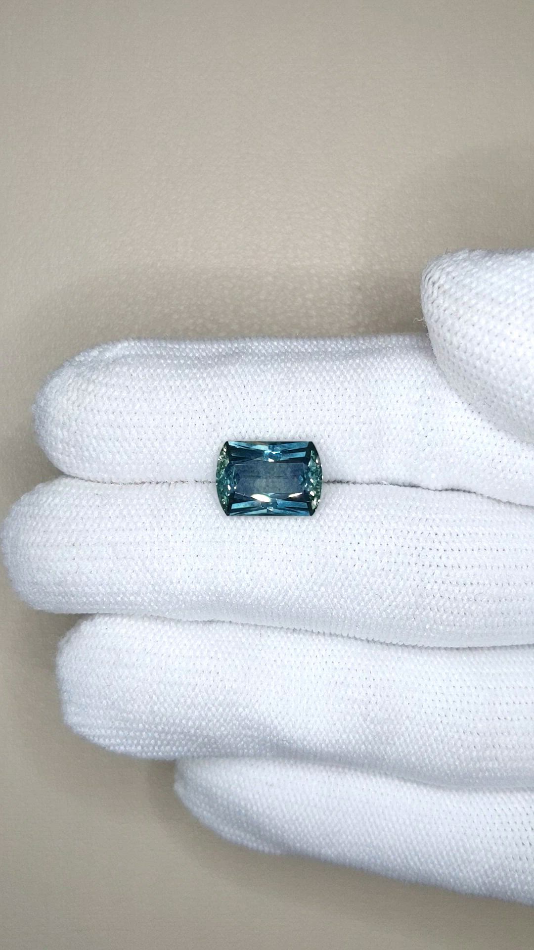4.33 Ct. Bluish Green Sapphire from Montana Size Video