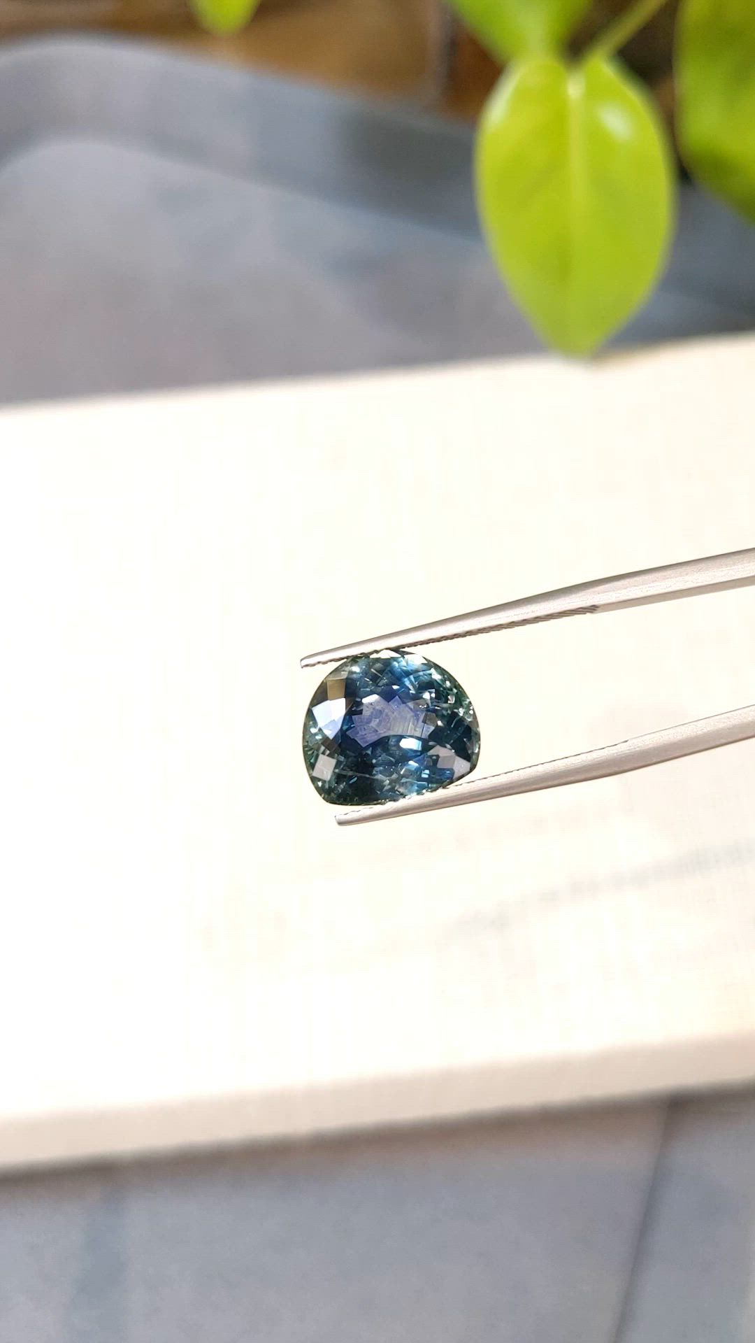 7.10 Ct. Greenish Blue Sapphire from Montana Size Video