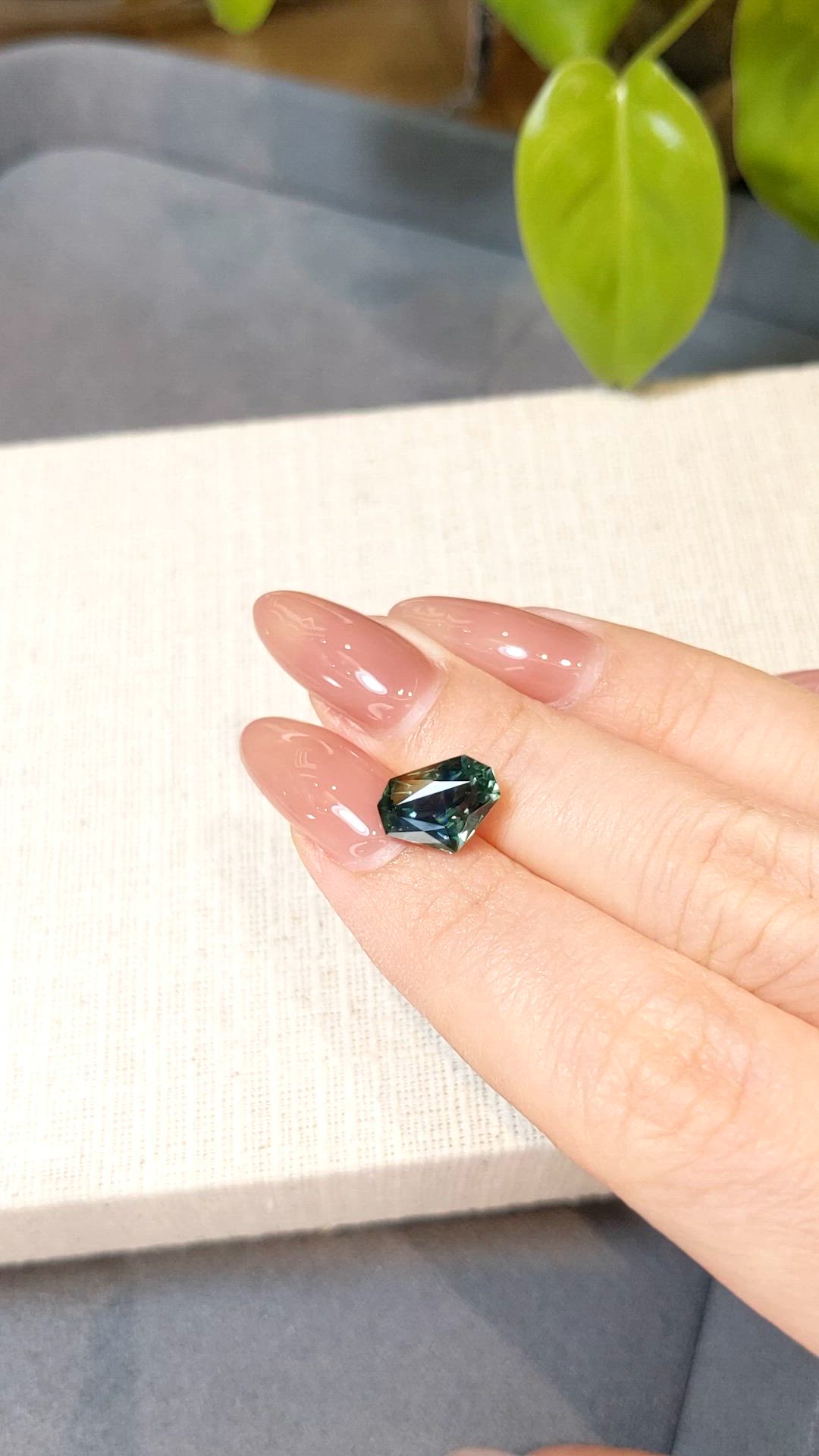 3.59 Ct. Bluish Green Sapphire from Montana Size Video