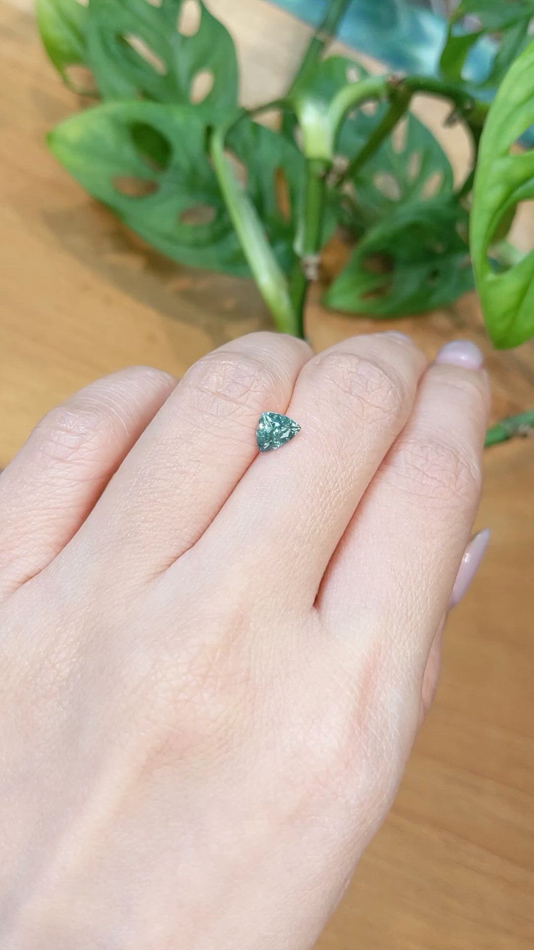 0.80 Ct. Bluish Green Sapphire from Montana Size Video