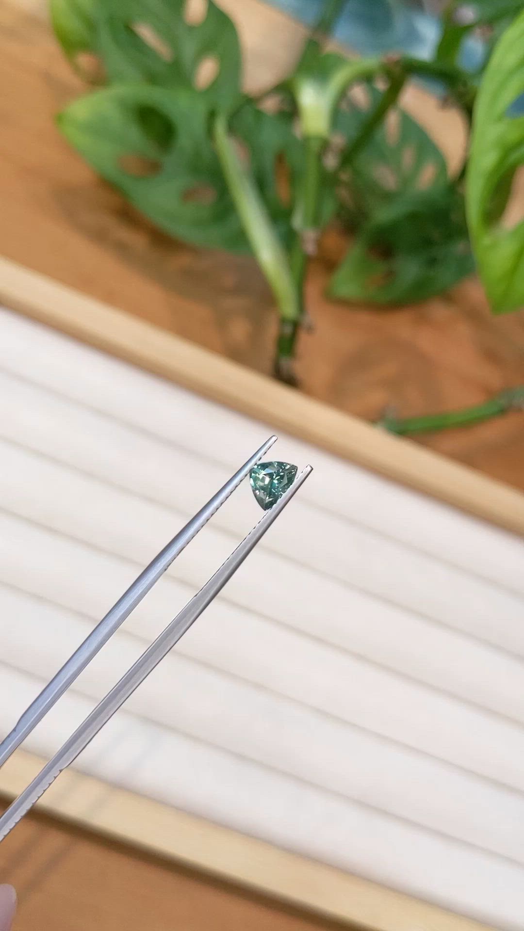 0.80 Ct. Bluish Green Sapphire from Montana Size Video