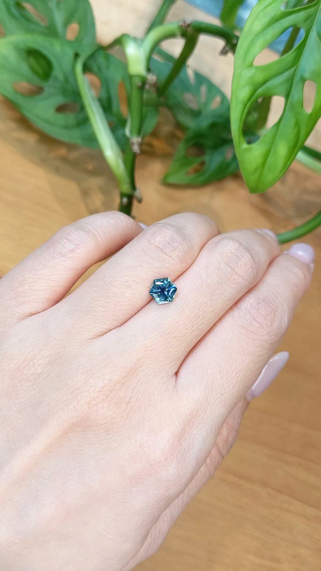 1.27 Ct. Greenish Blue Sapphire from Montana Size Video
