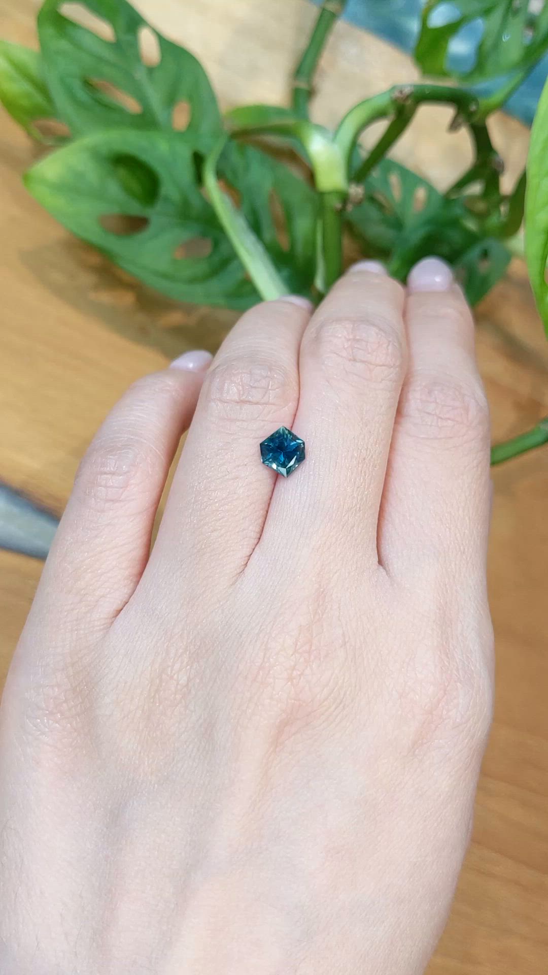 1.43 Ct. Greenish Blue Sapphire from Montana Size Video