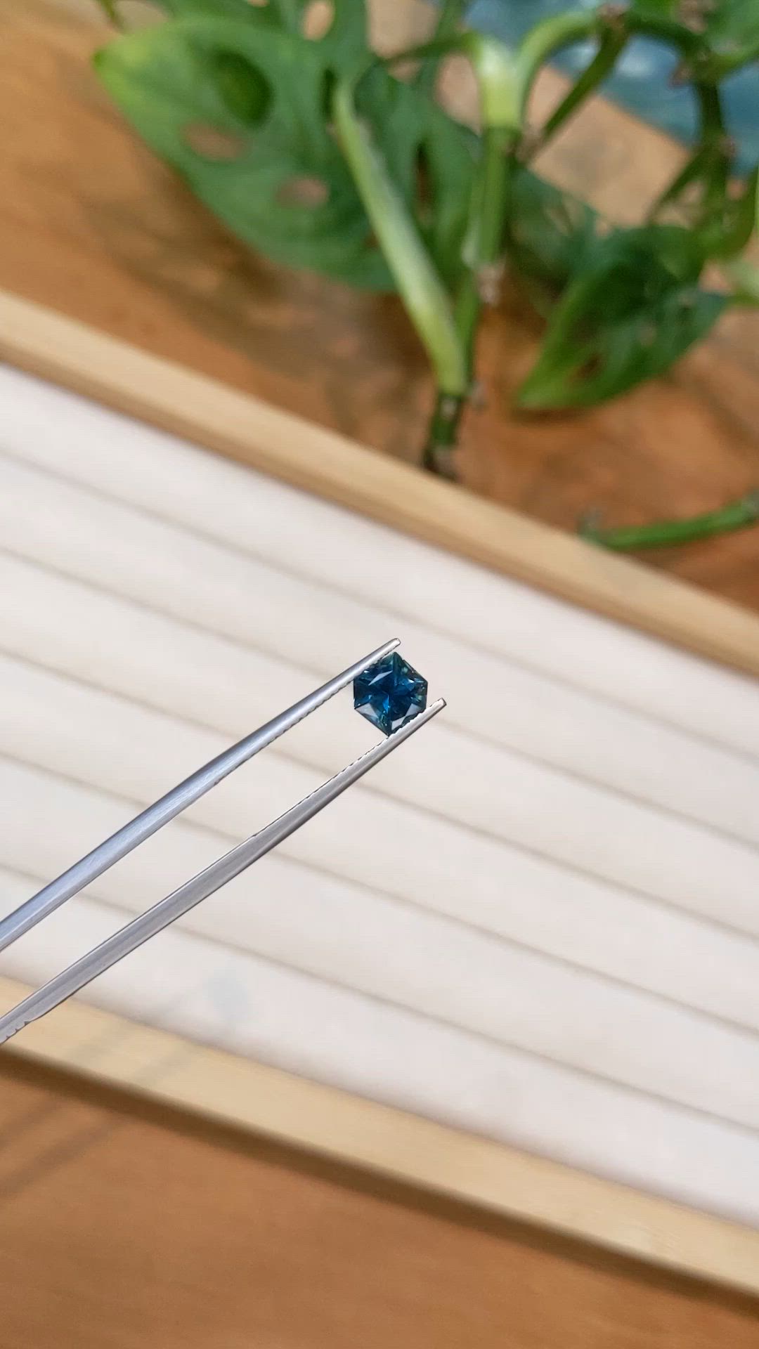 1.43 Ct. Greenish Blue Sapphire from Montana Size Video