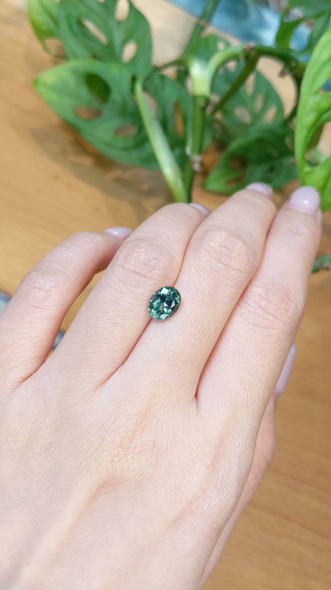 1.87 Ct. Bluish Green Sapphire from Montana Size Video