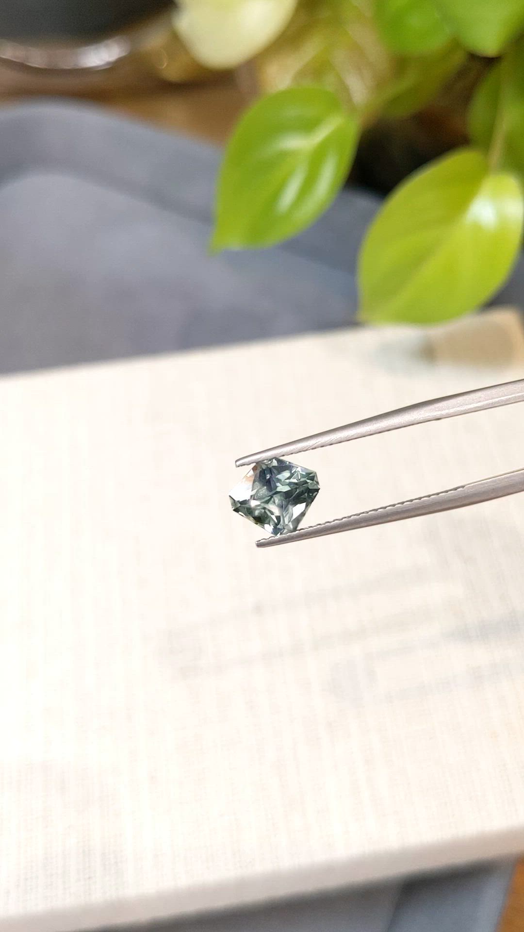 2.17 Ct. Greenish Blue Sapphire from Montana Size Video