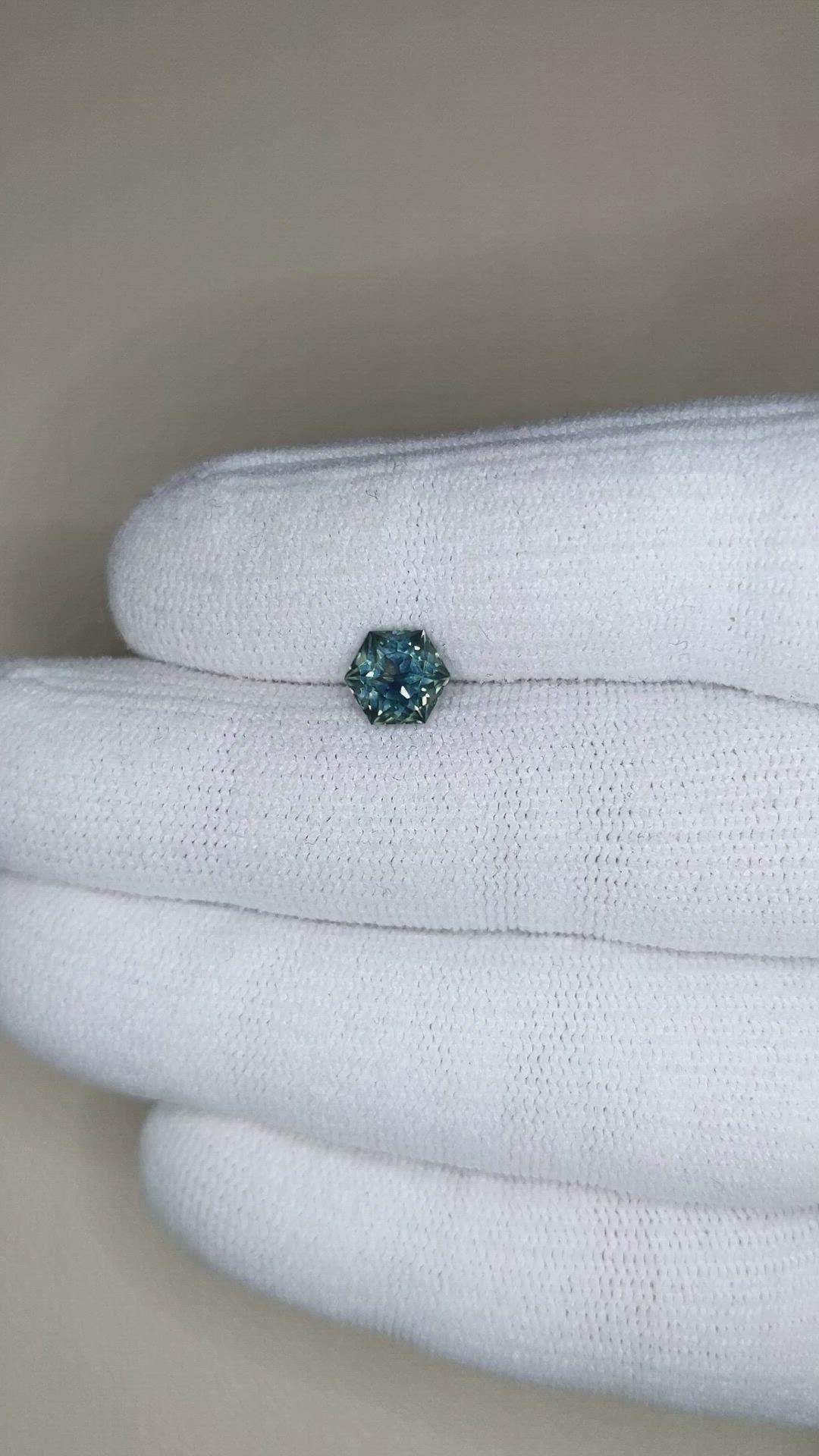 1.47 Ct. Bluish Green Sapphire from Montana Size Video
